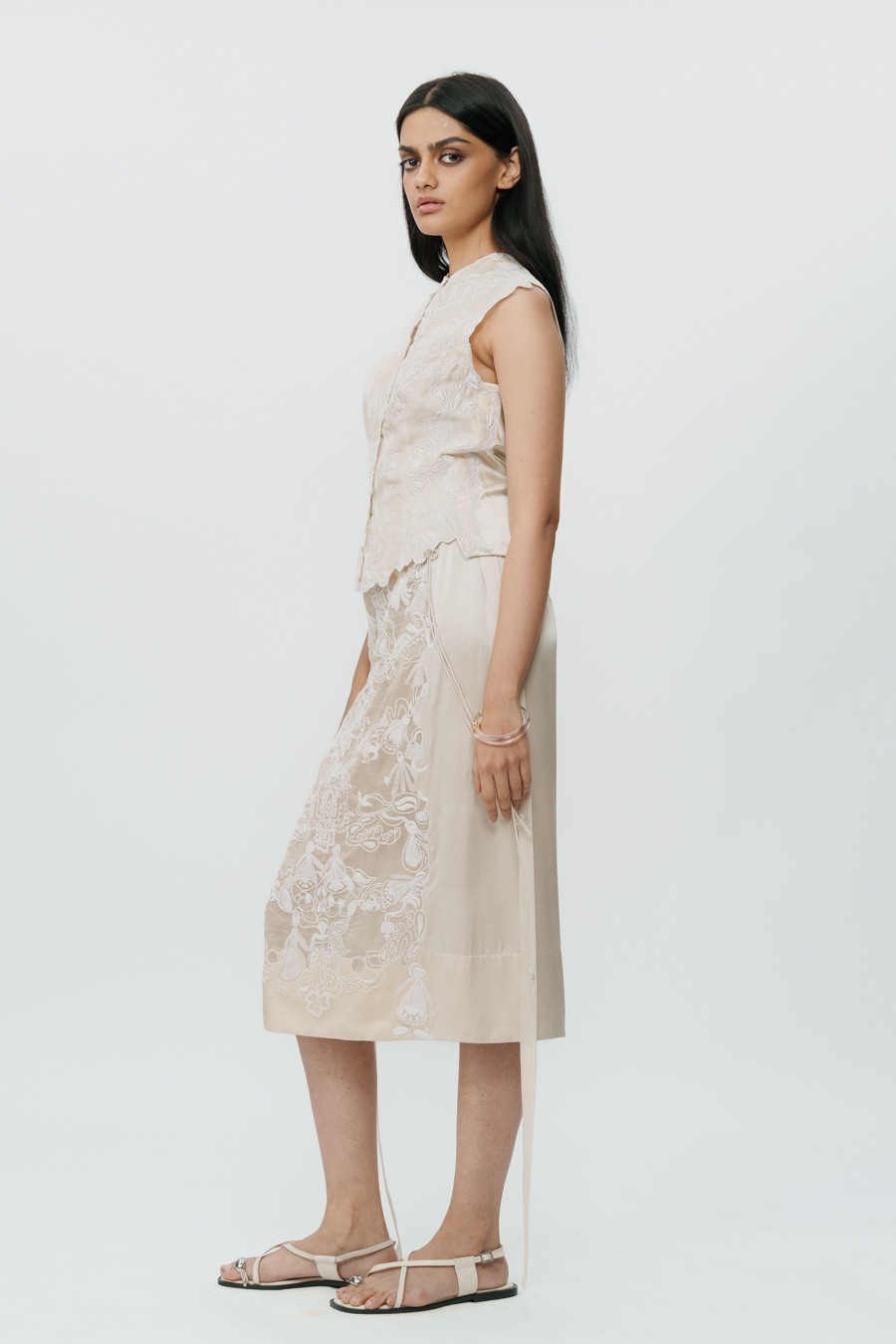 Ivory Lace Chikankari Skirt