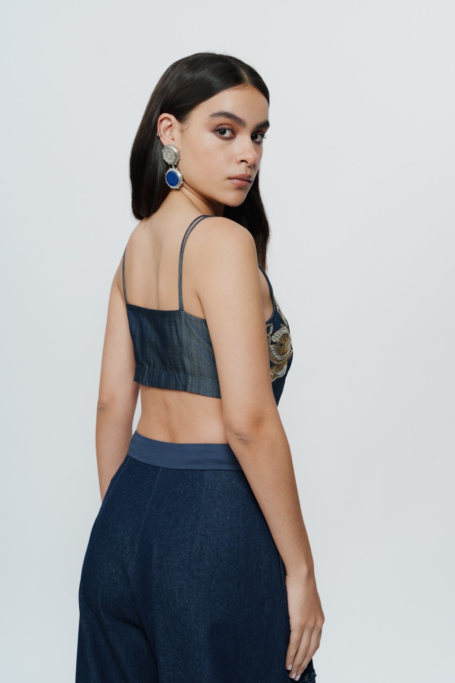 Hand Embroidered Threadwork Crop Top