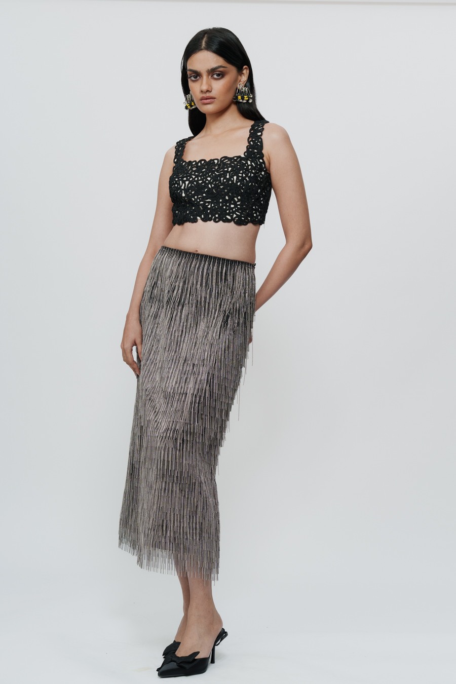 Black Lace Crop Top