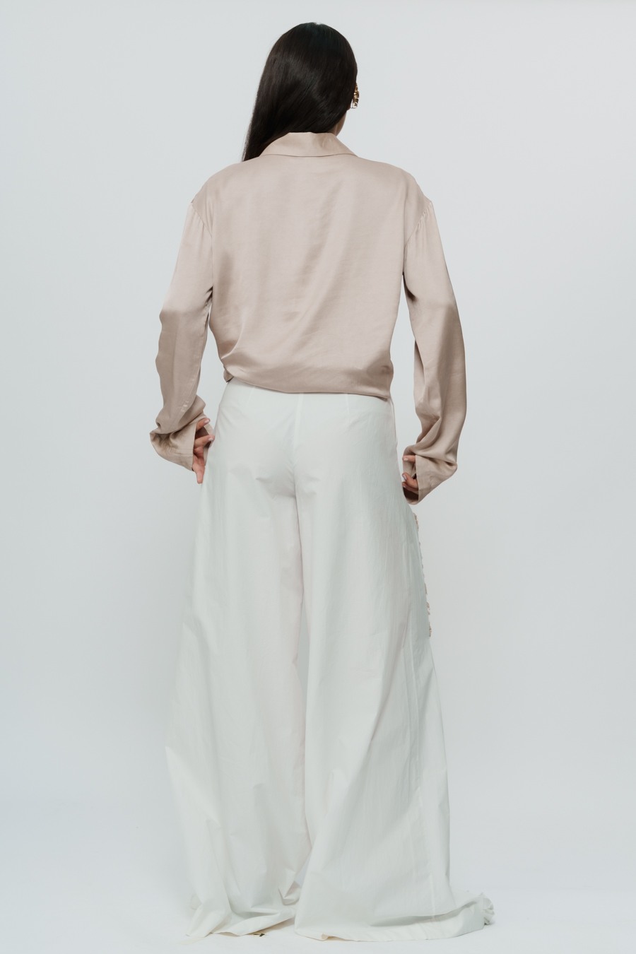 White Cotton Pants with Zari Work