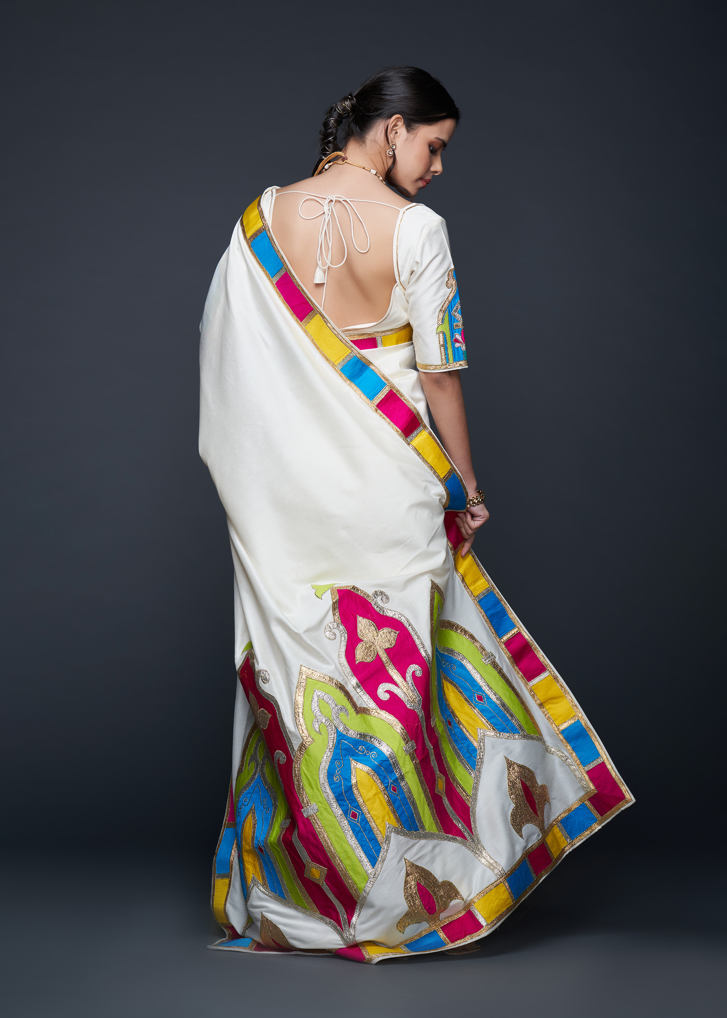 Off-White Gota Architecture Saree