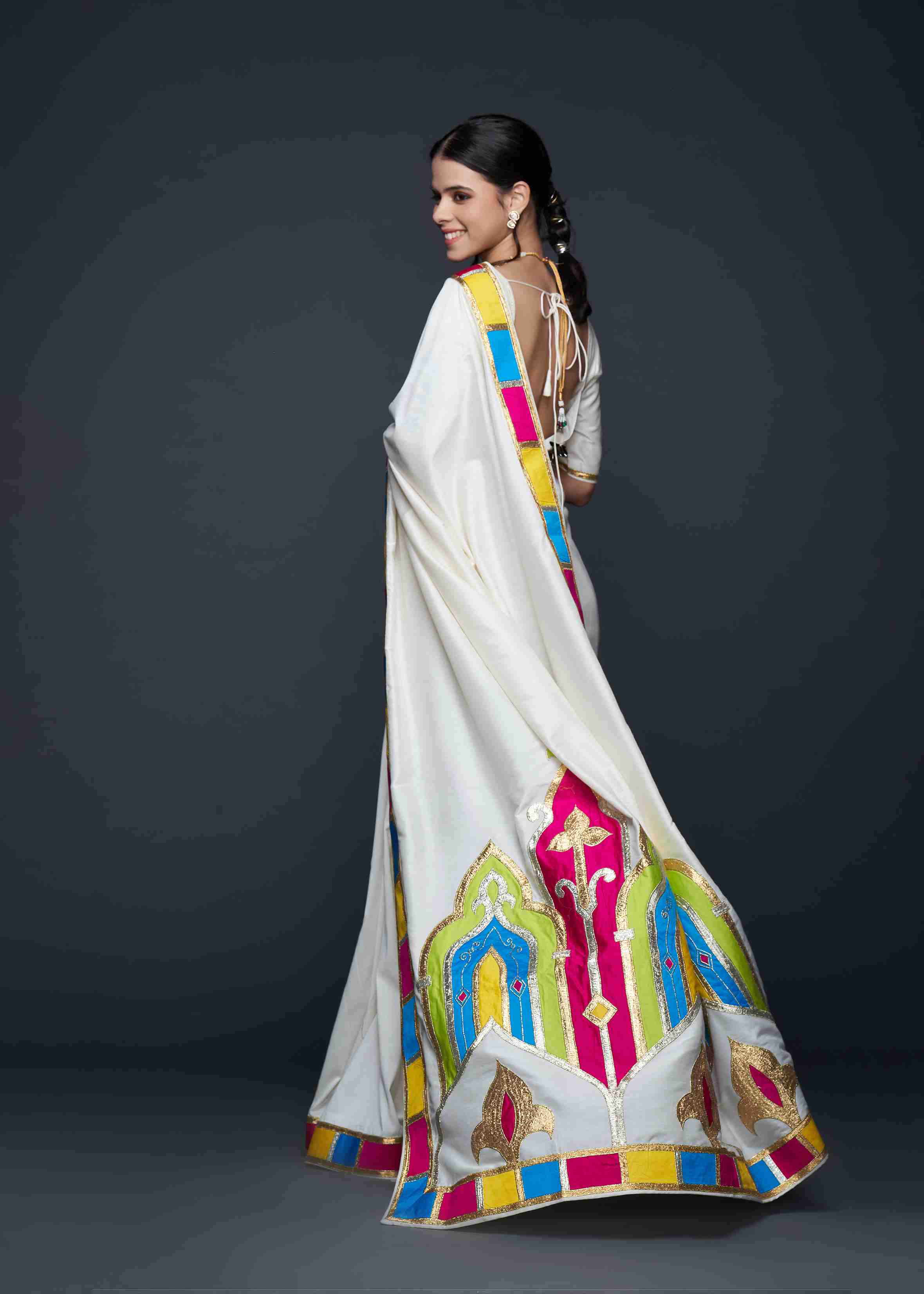 Off-White Gota Architecture Saree