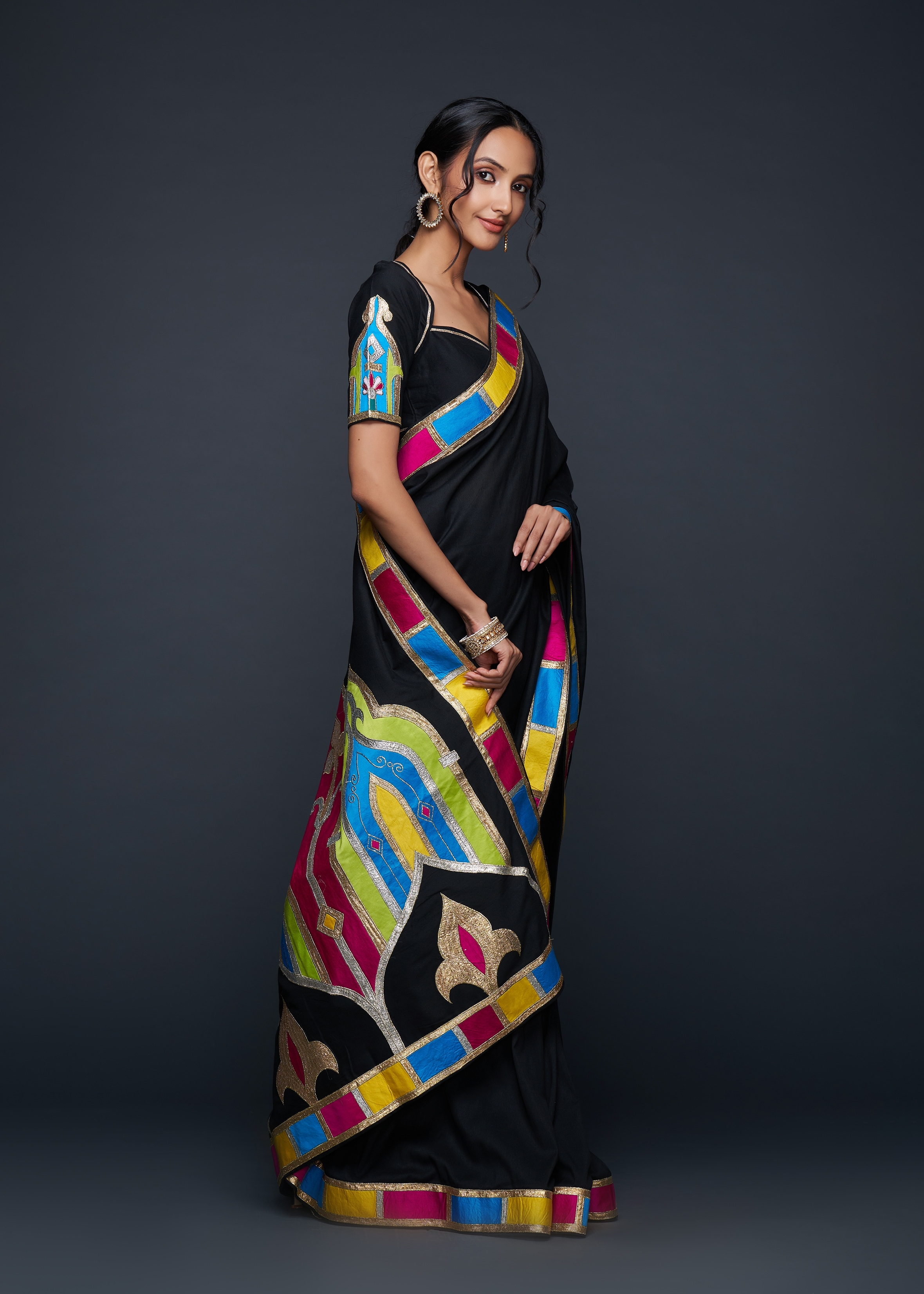 Black Gota Architecture Saree