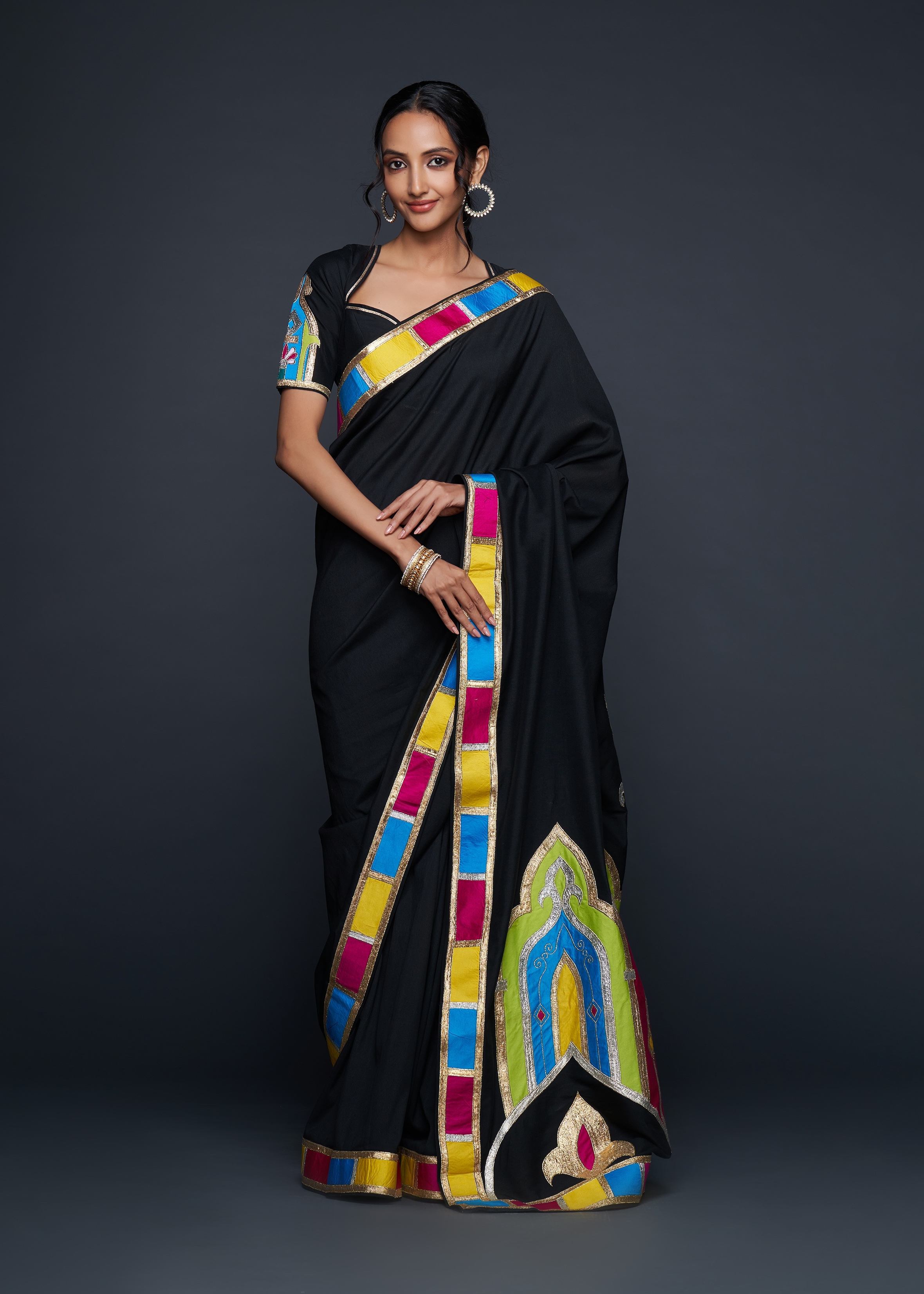 Black Gota Architecture Saree