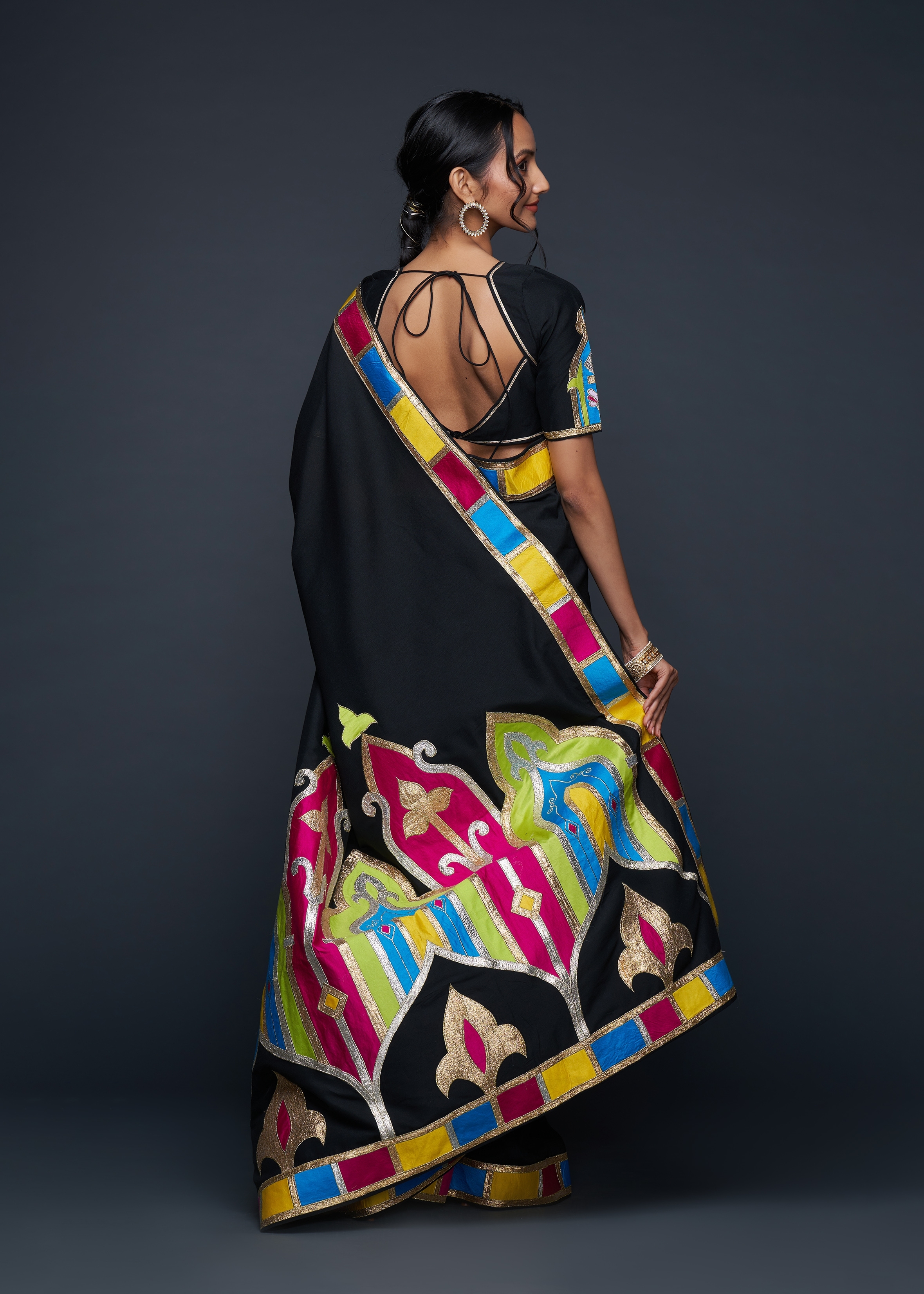 Black Gota Architecture Saree