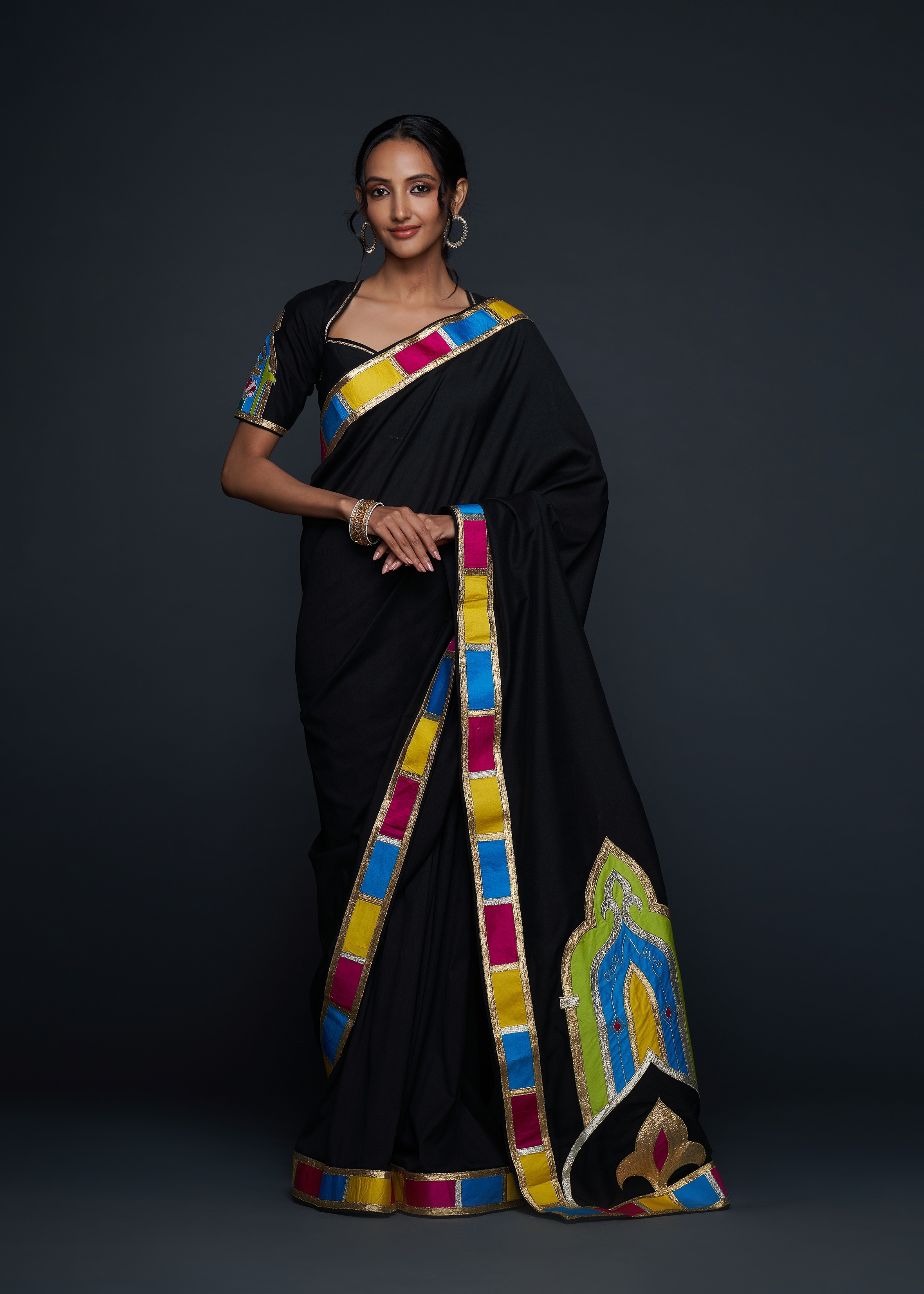 Black Gota Architecture Saree