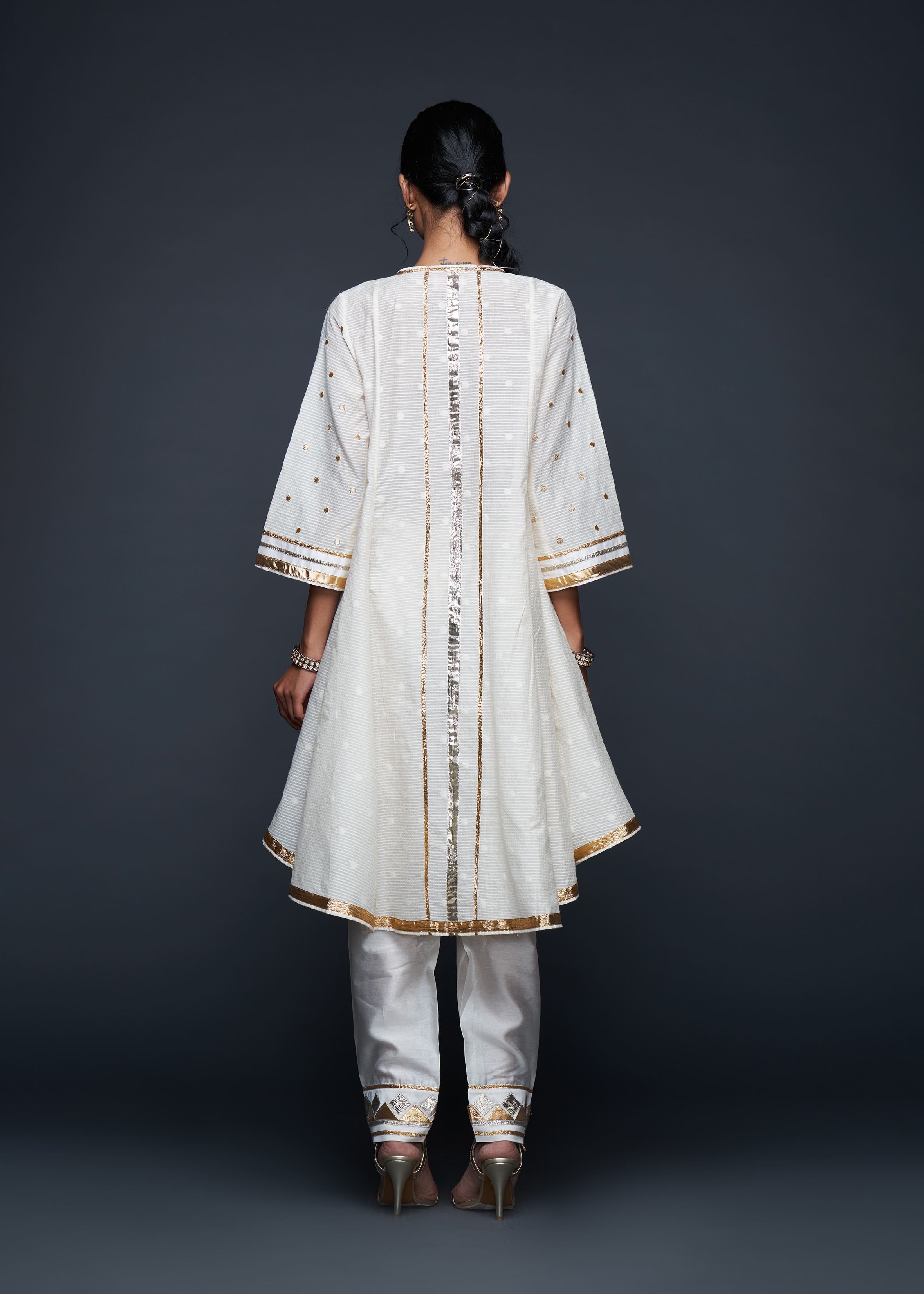 Off-White Gota Flared Kurta