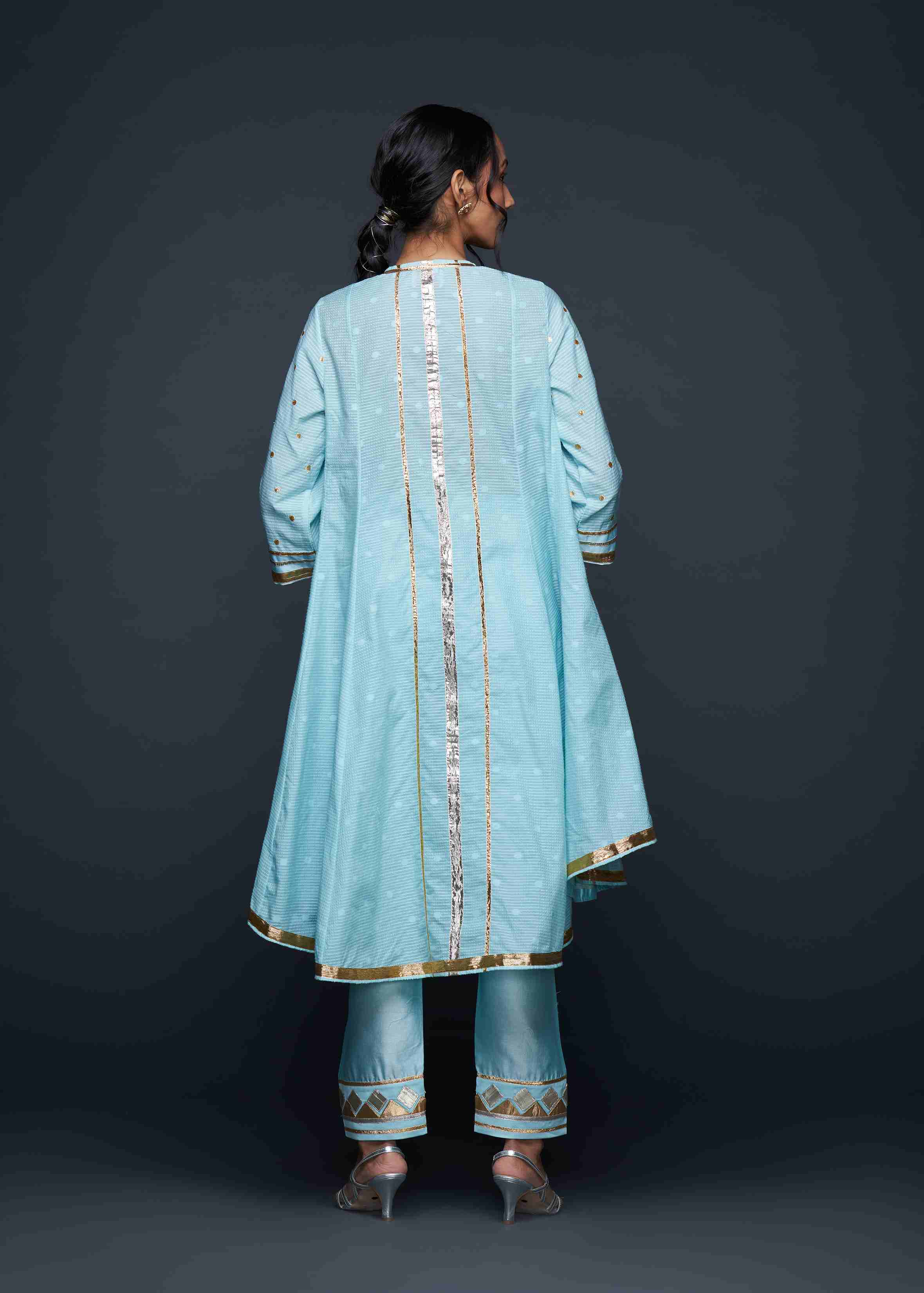 Blue Gota Flared Kurta