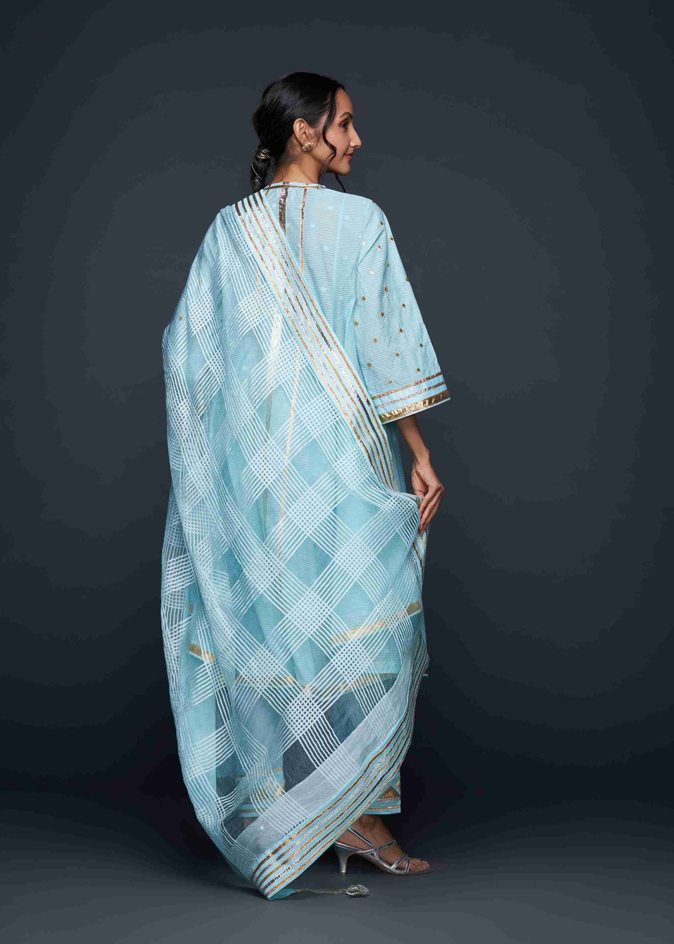 Blue Gota Flared Kurta