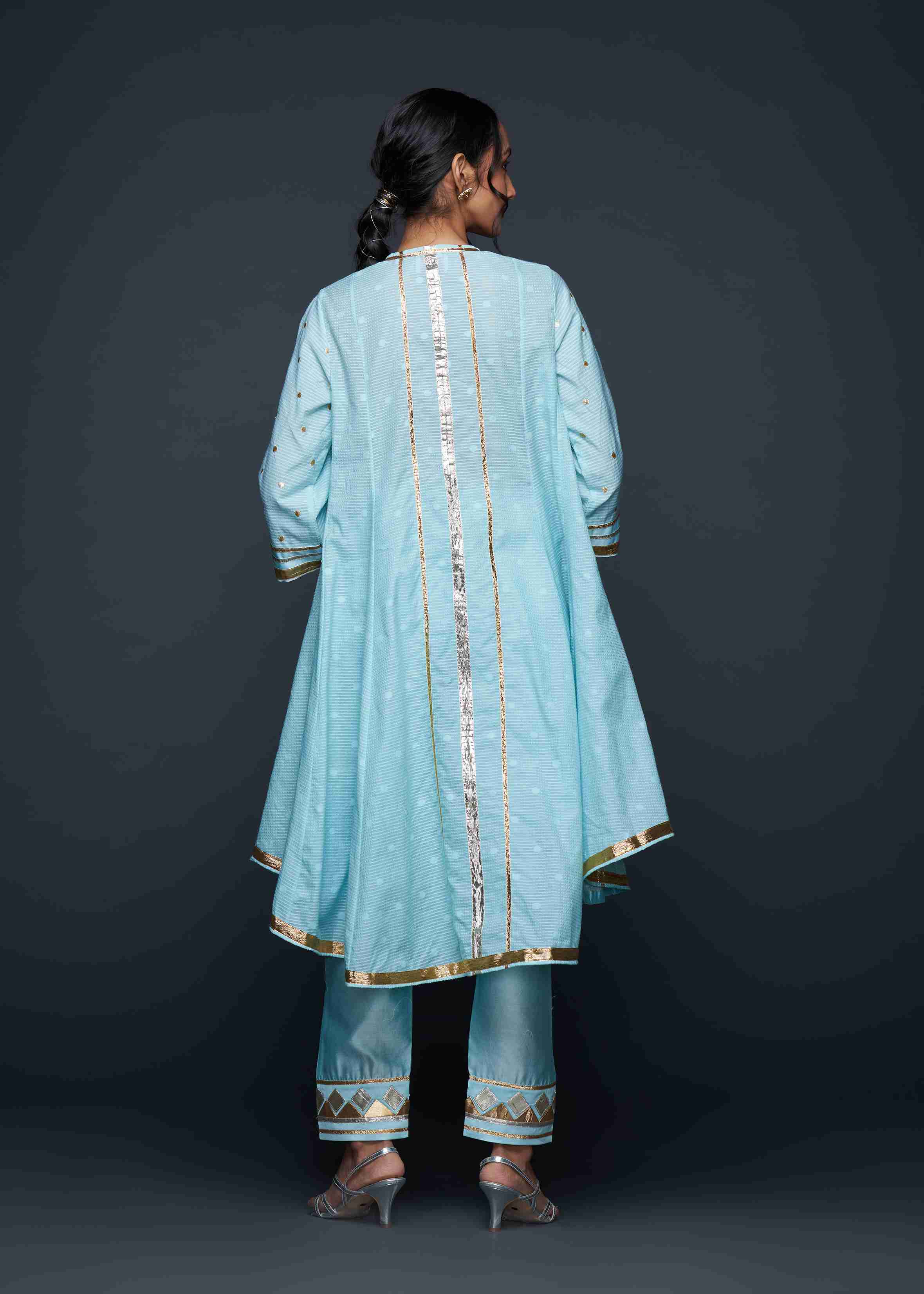 Blue Gota Flared Kurta