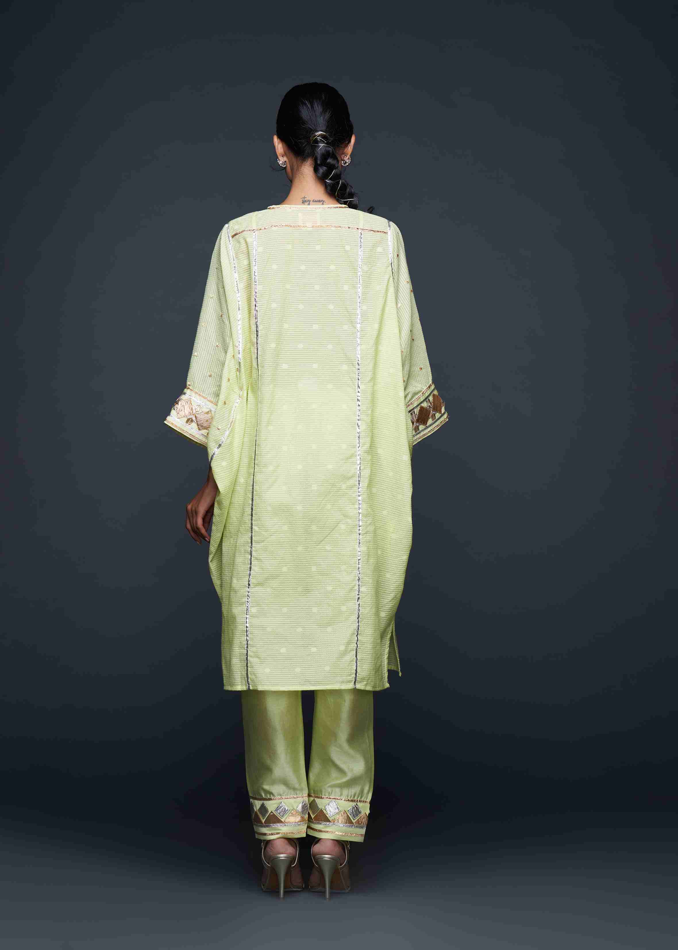 Pista Green Gota Kaftan