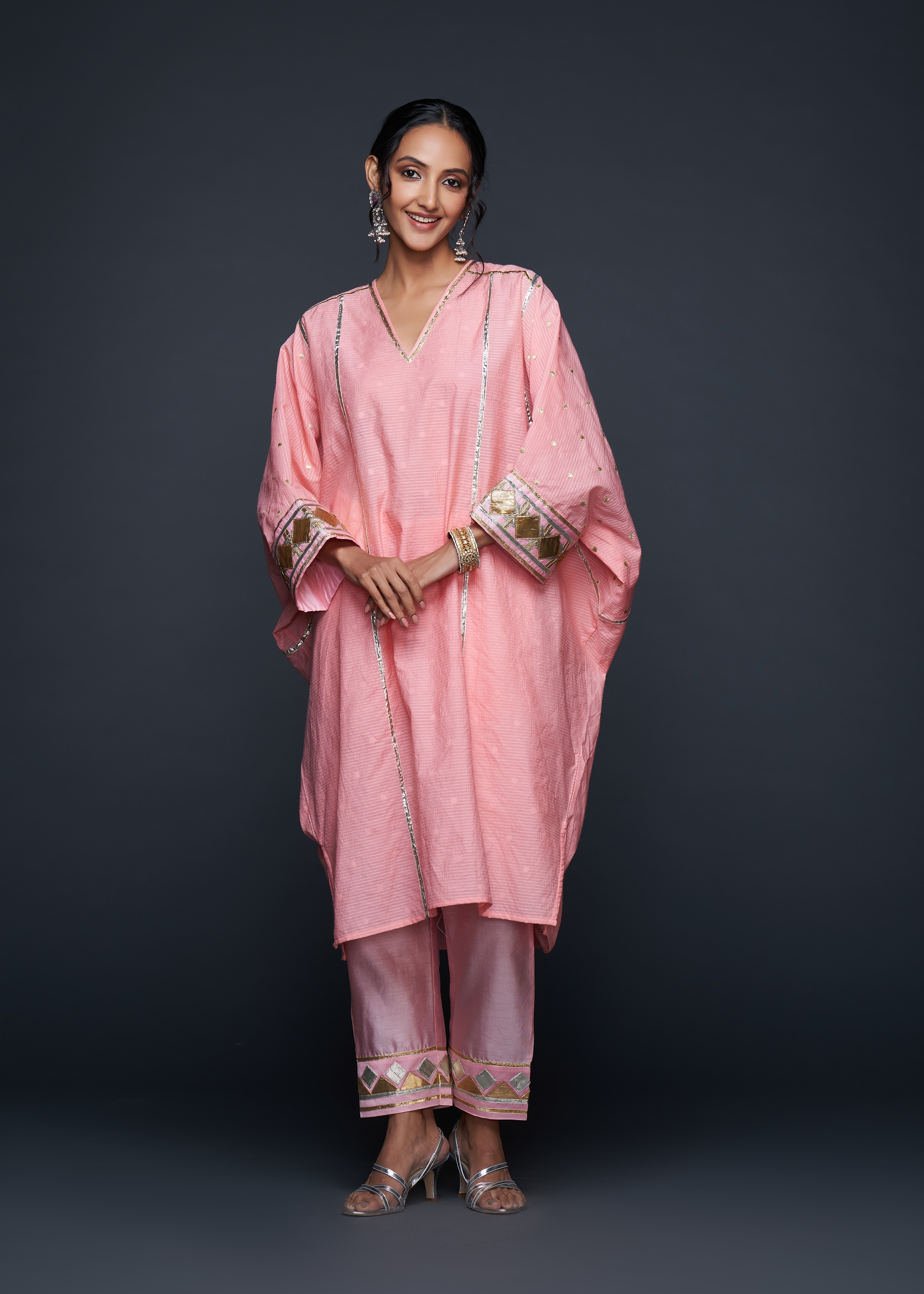 Peach Gota Kaftan