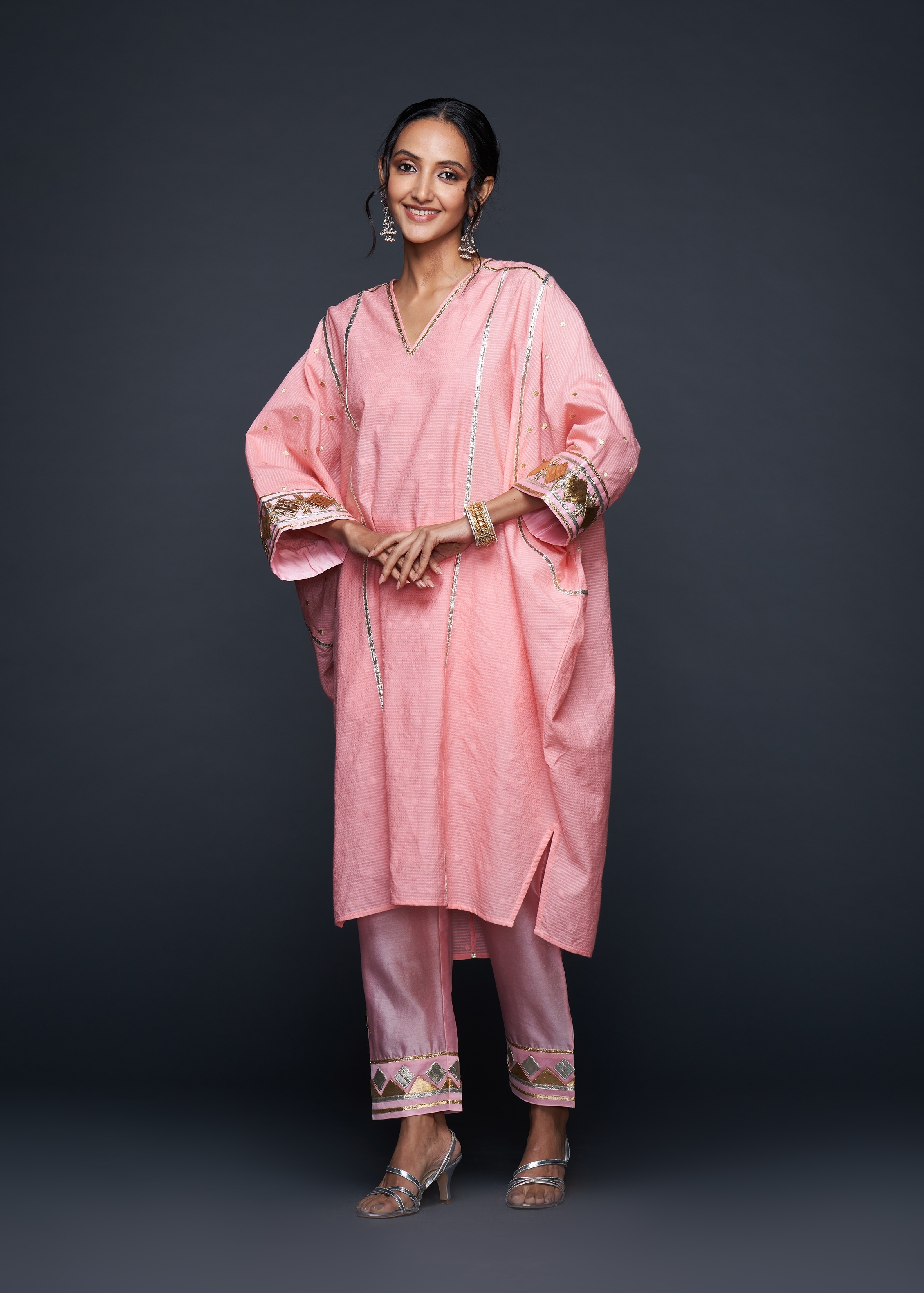 Peach Gota Kaftan