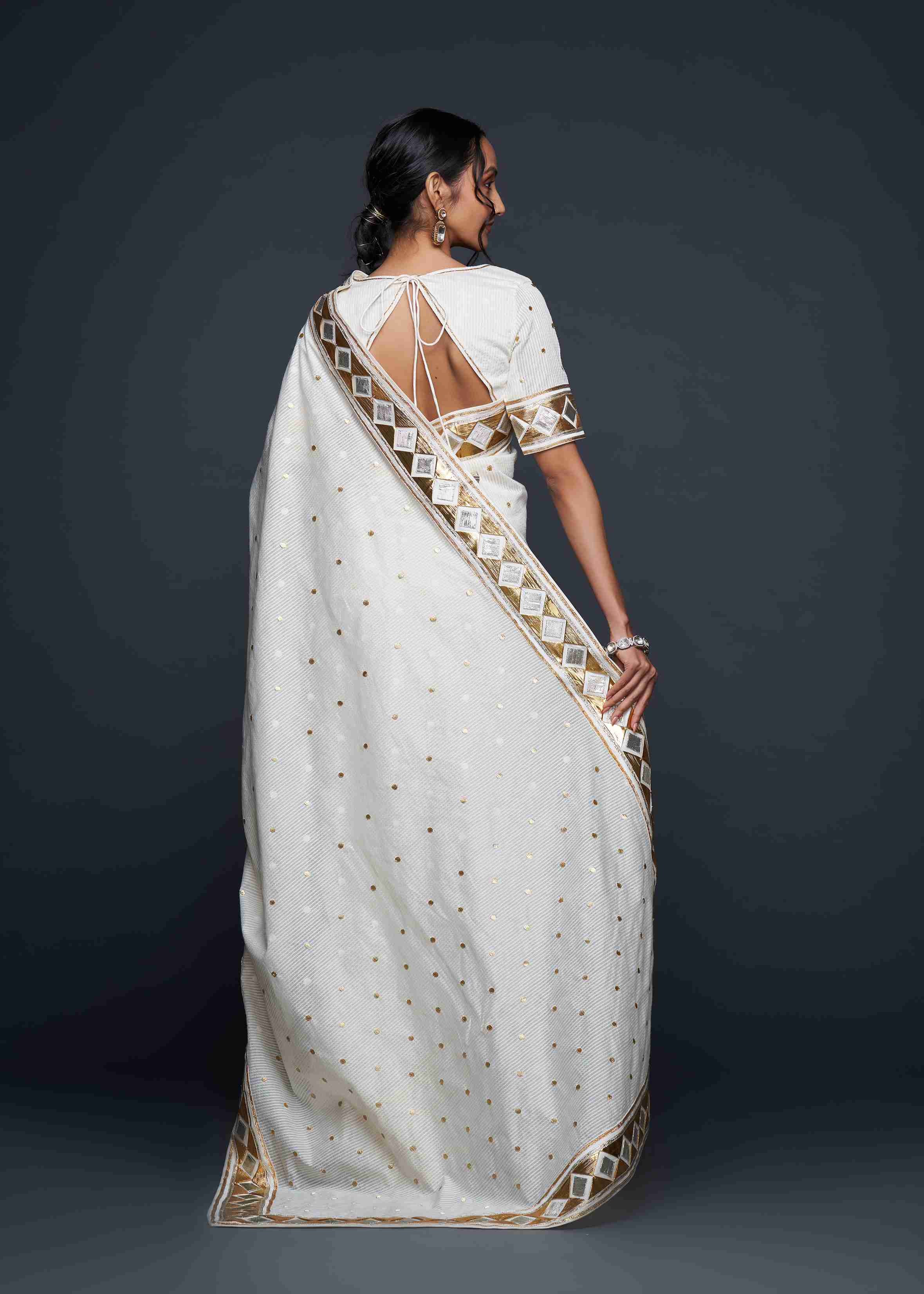 Off-White Barfi Saree