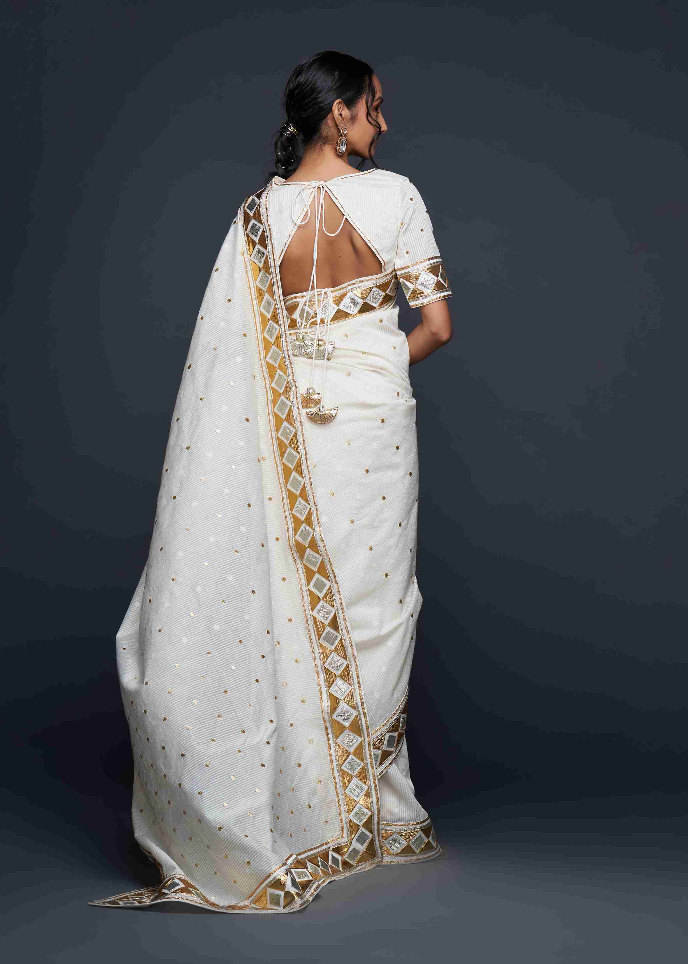 Off-White Barfi Saree