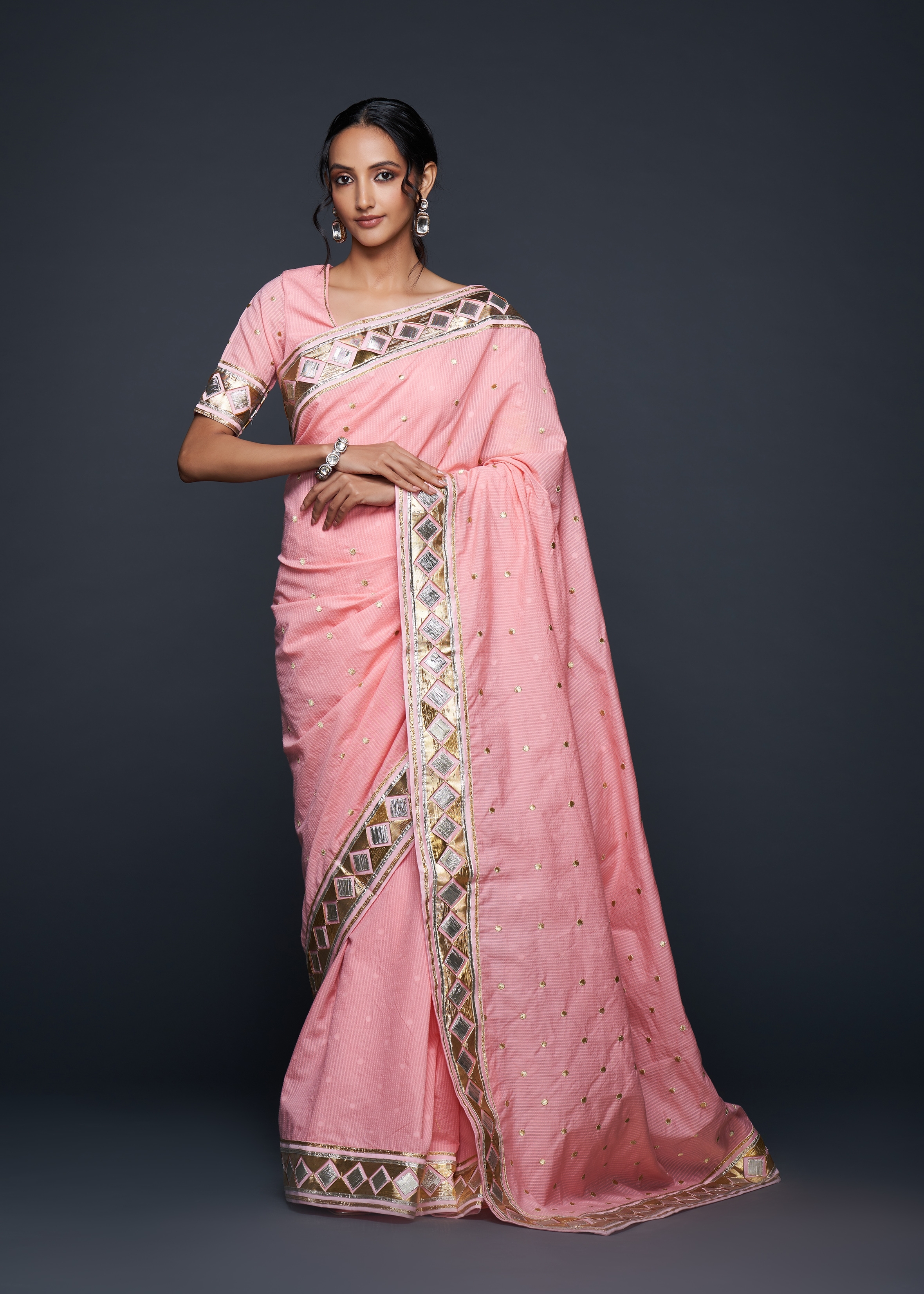 Peach Barfi Saree