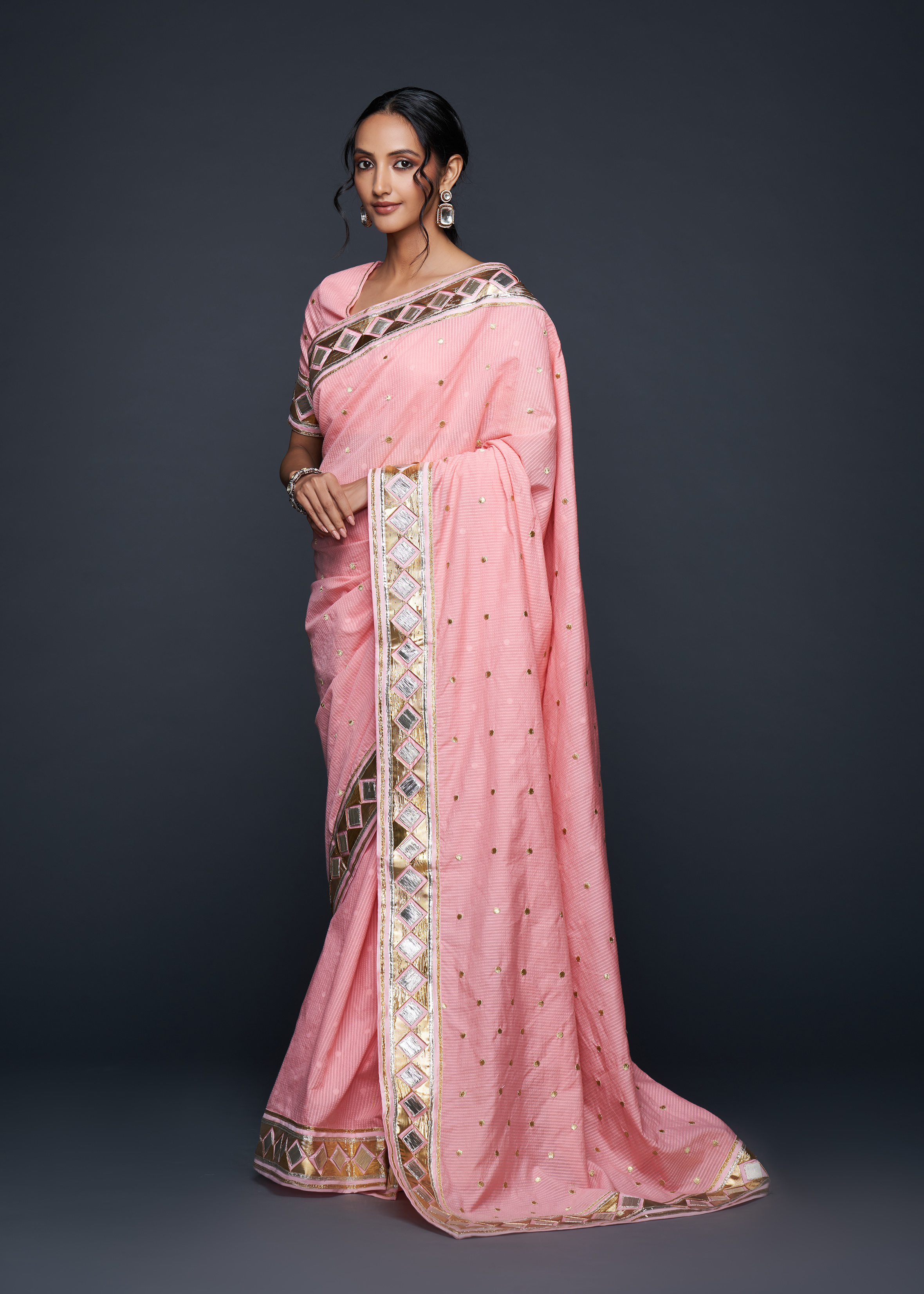 Peach Barfi Saree