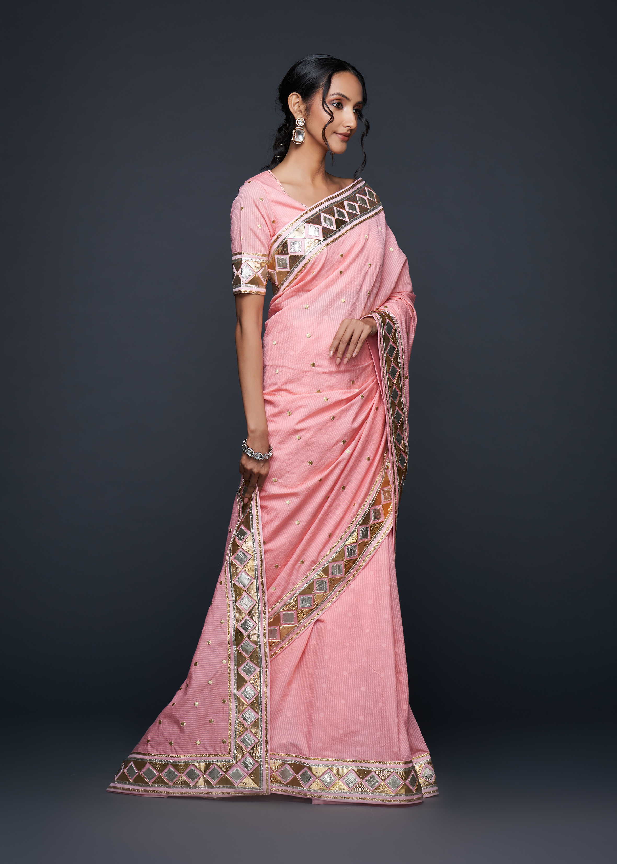 Peach Barfi Saree