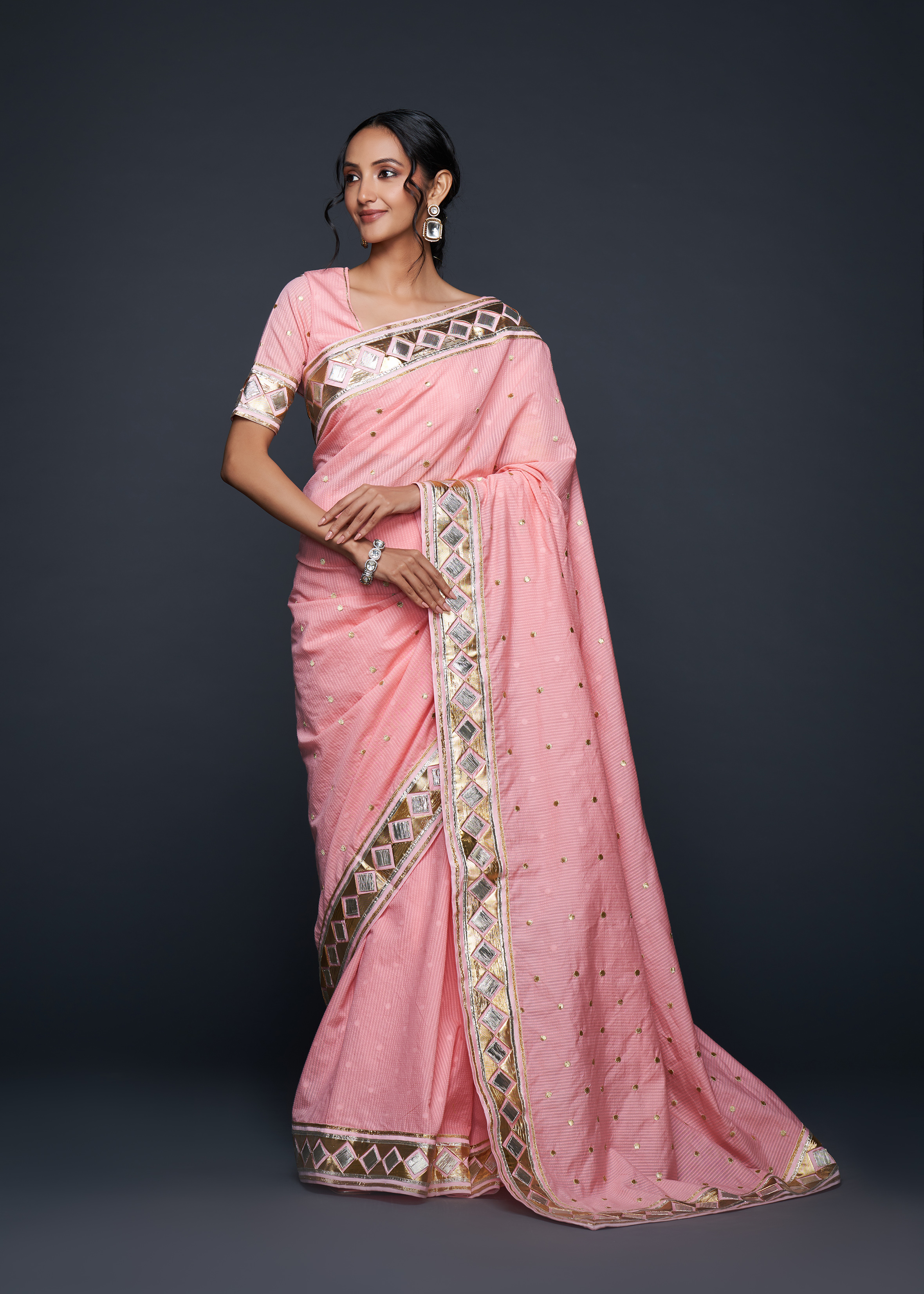 Peach Barfi Saree