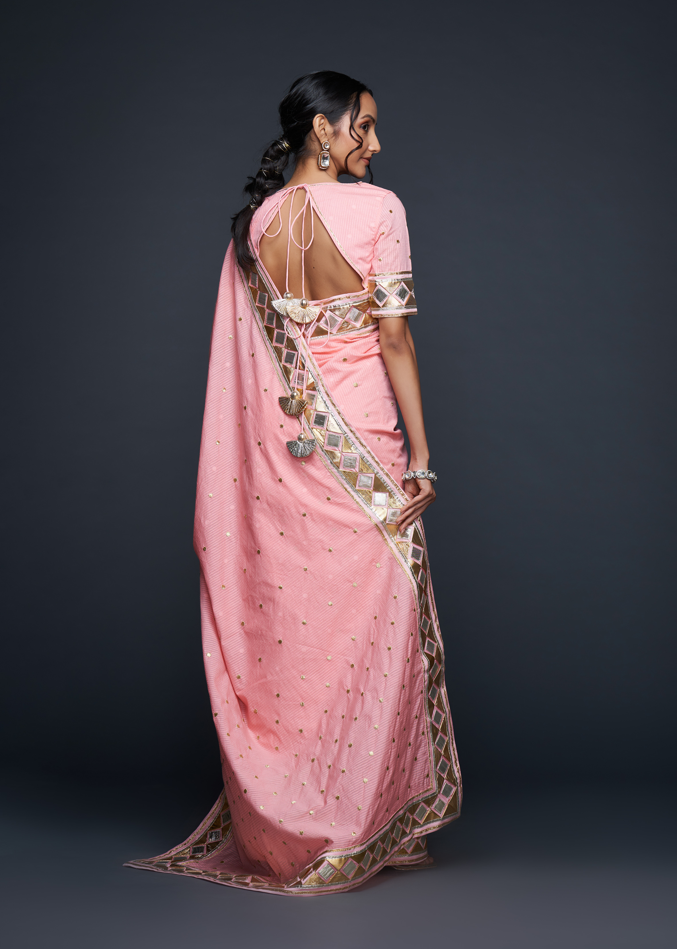 Peach Barfi Saree