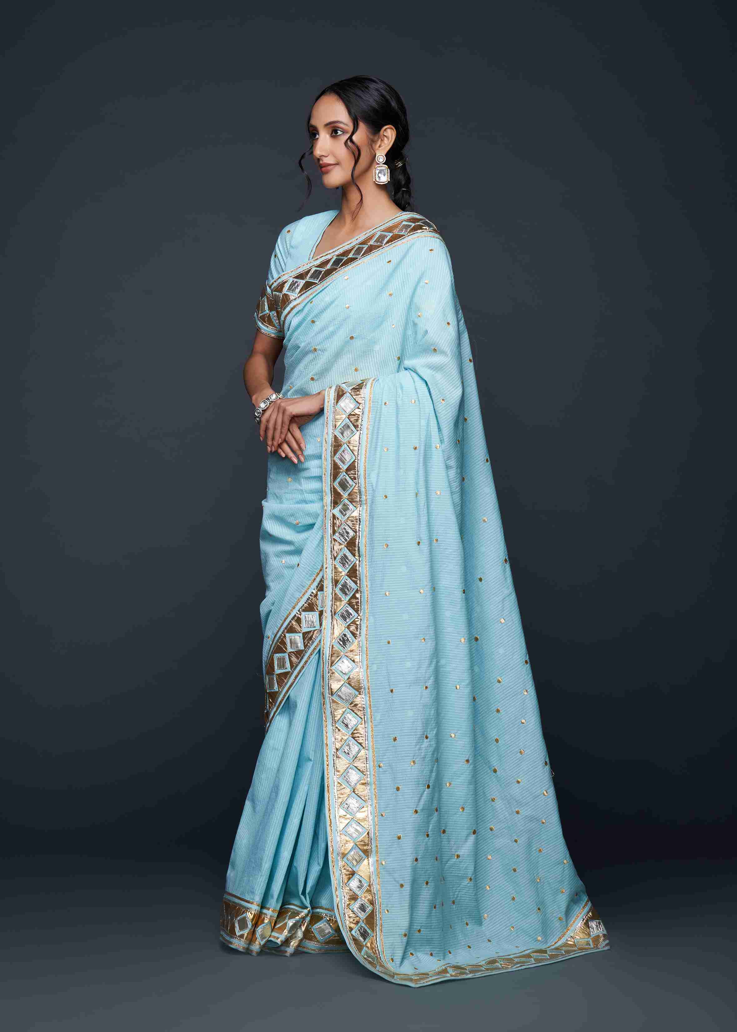 Blue Barfi Saree