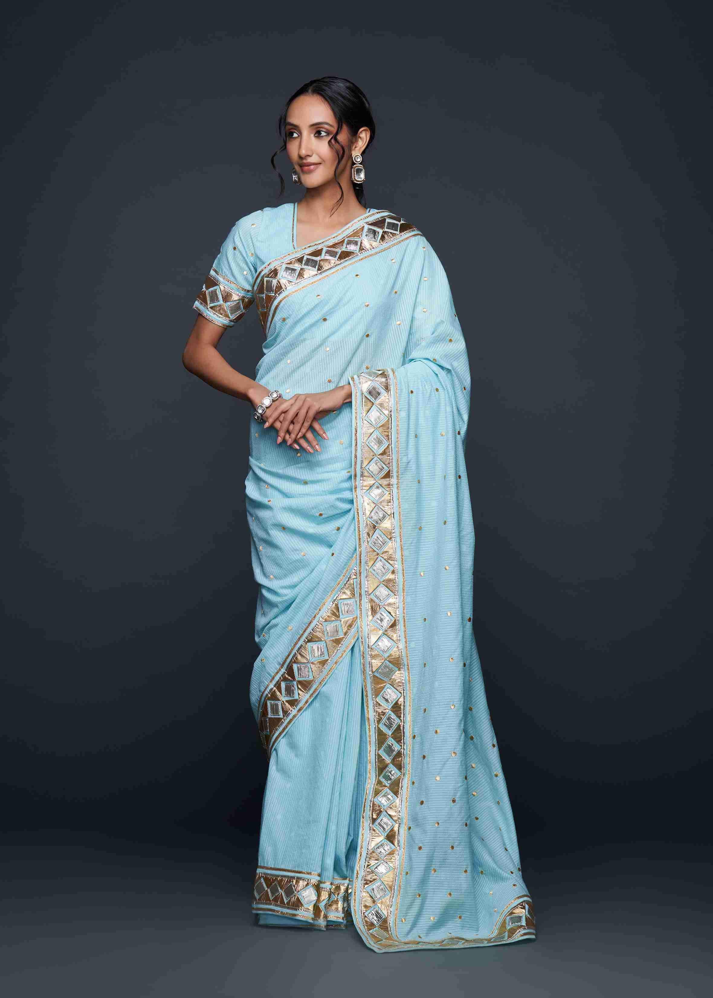 Blue Barfi Saree