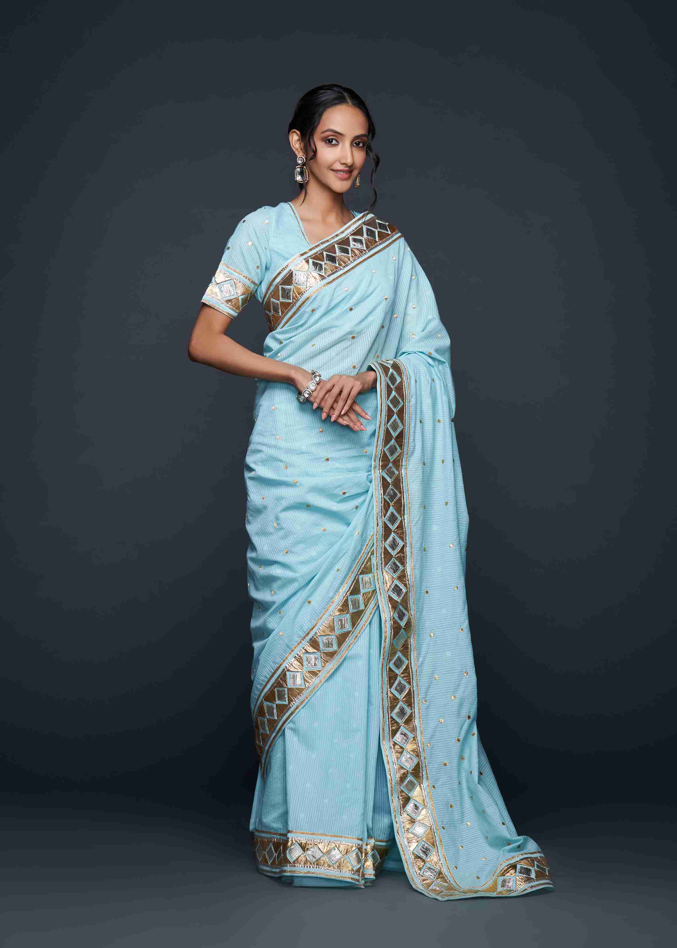 Blue Barfi Saree