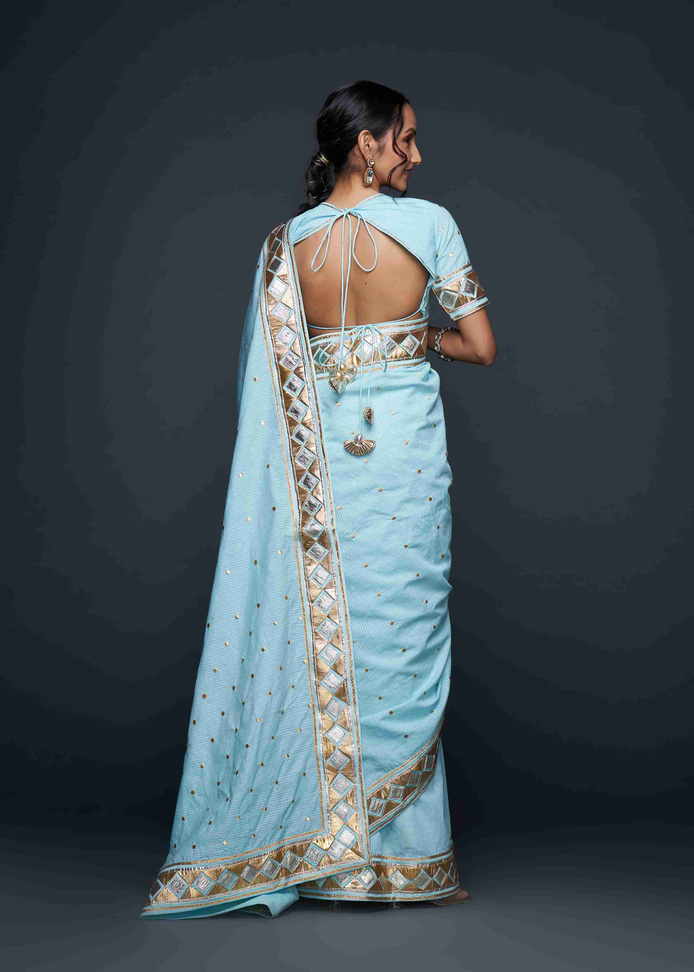 Blue Barfi Saree