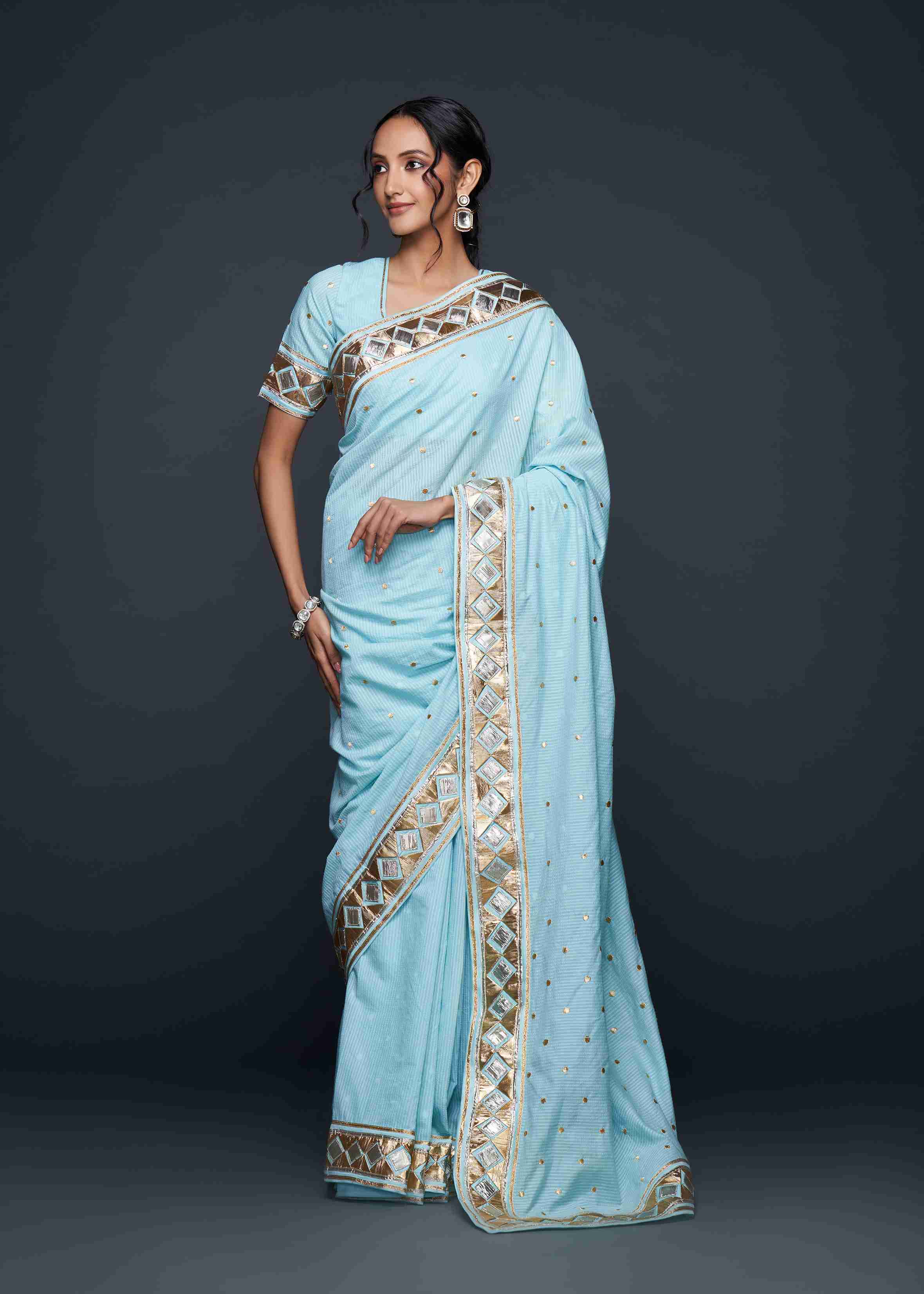 Blue Barfi Saree