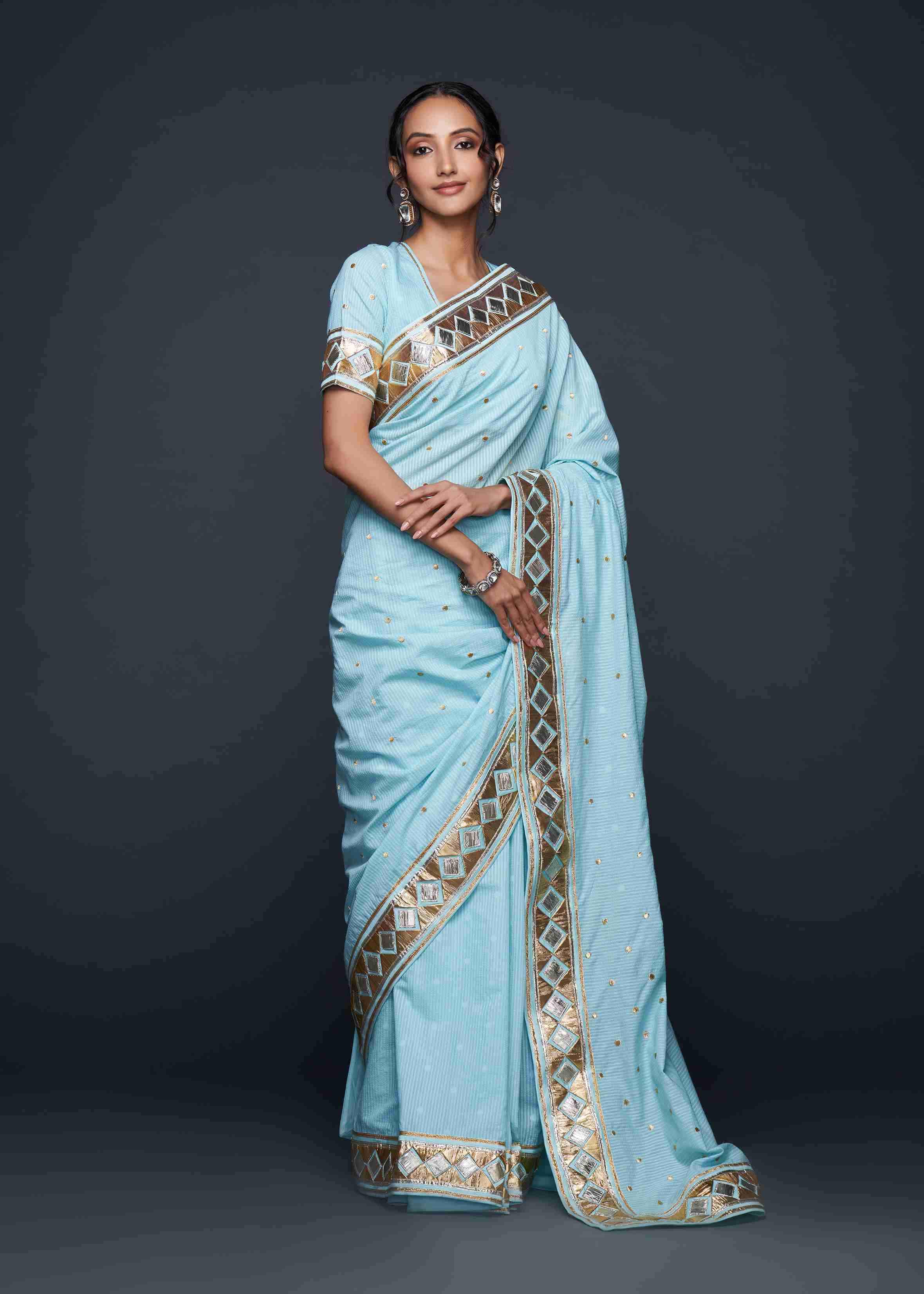 Blue Barfi Saree