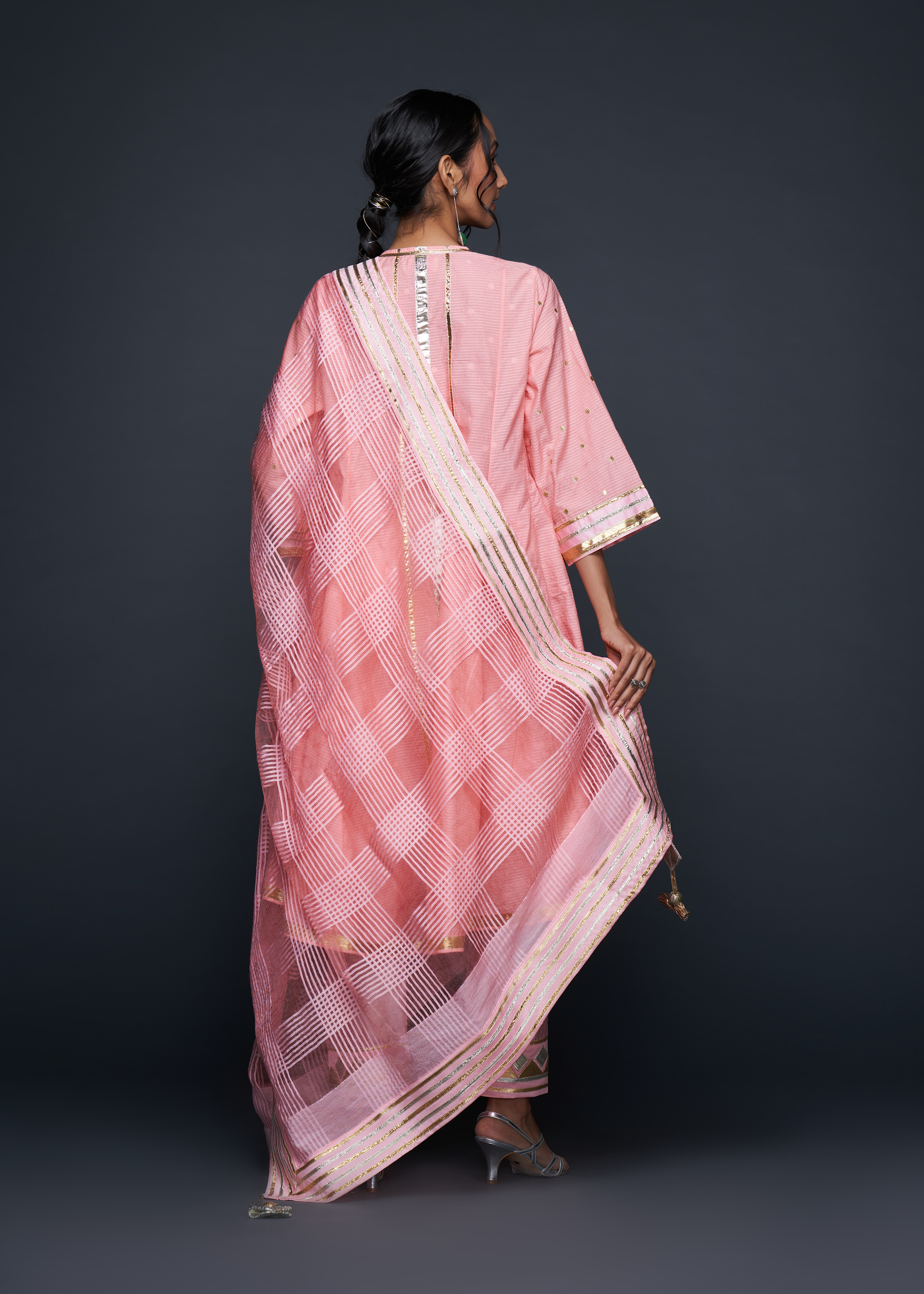 Peach Barfi Dupatta