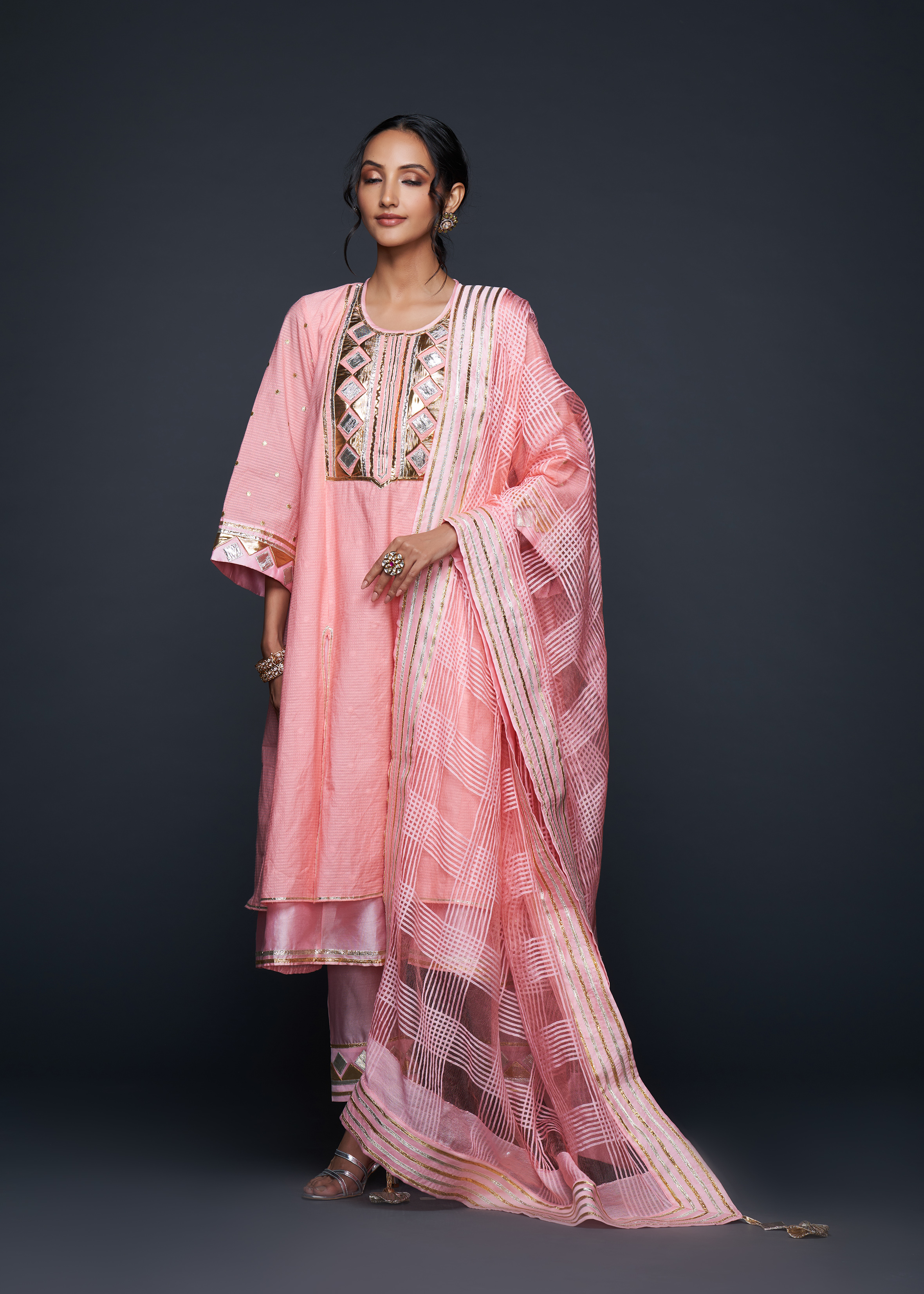 Peach Barfi Dupatta