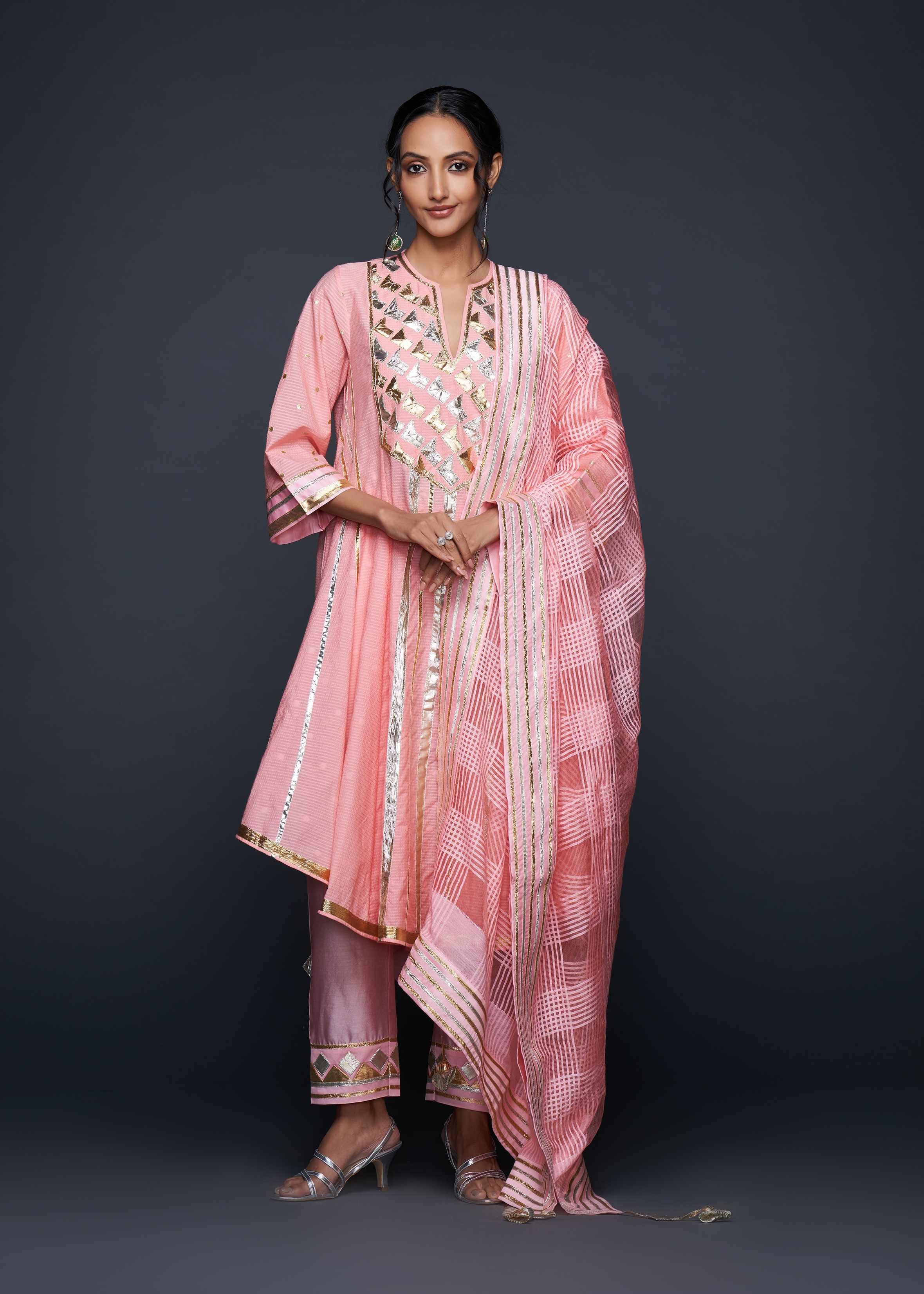 Peach Barfi Dupatta