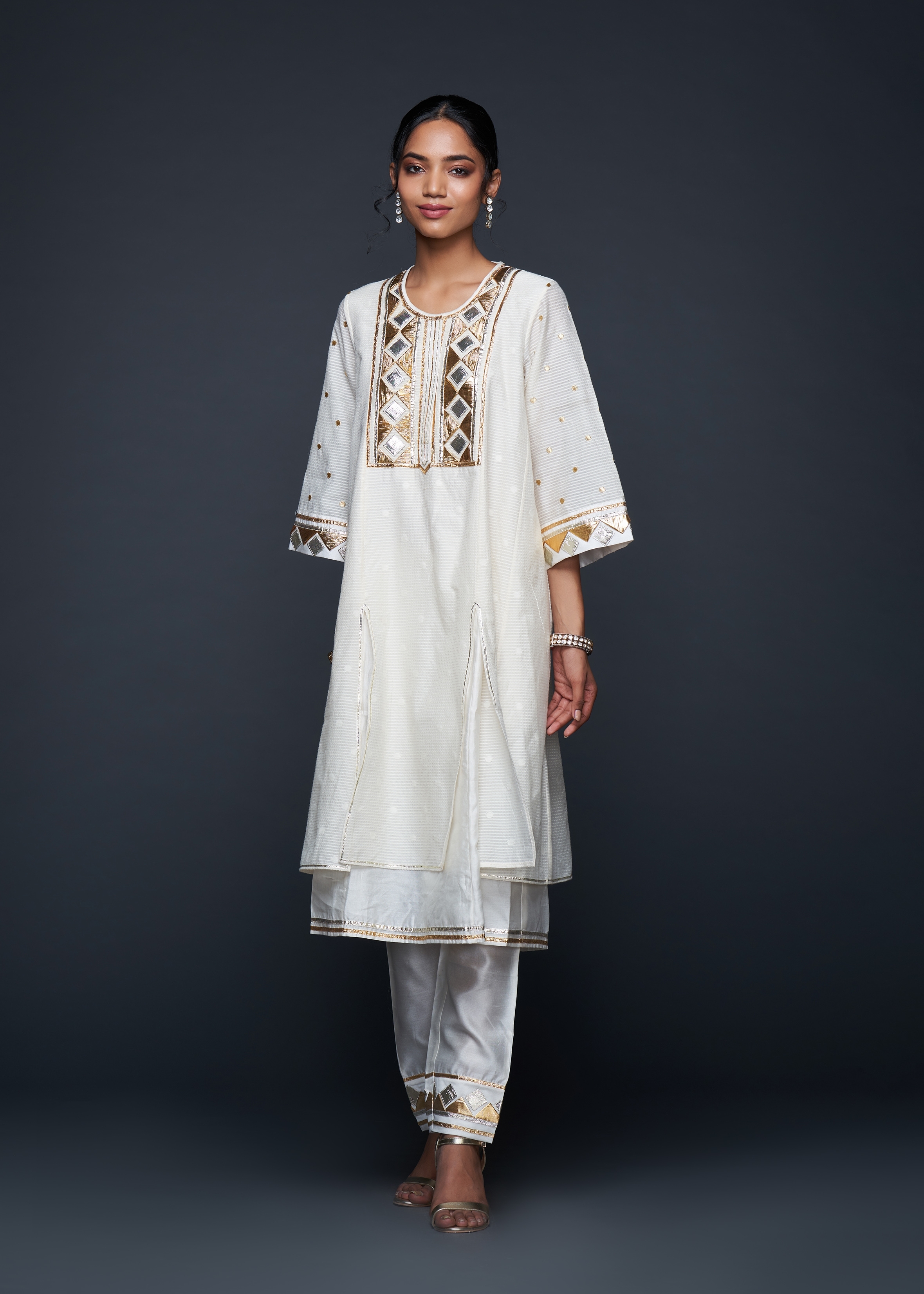 Off-White Gota Layered Kurta