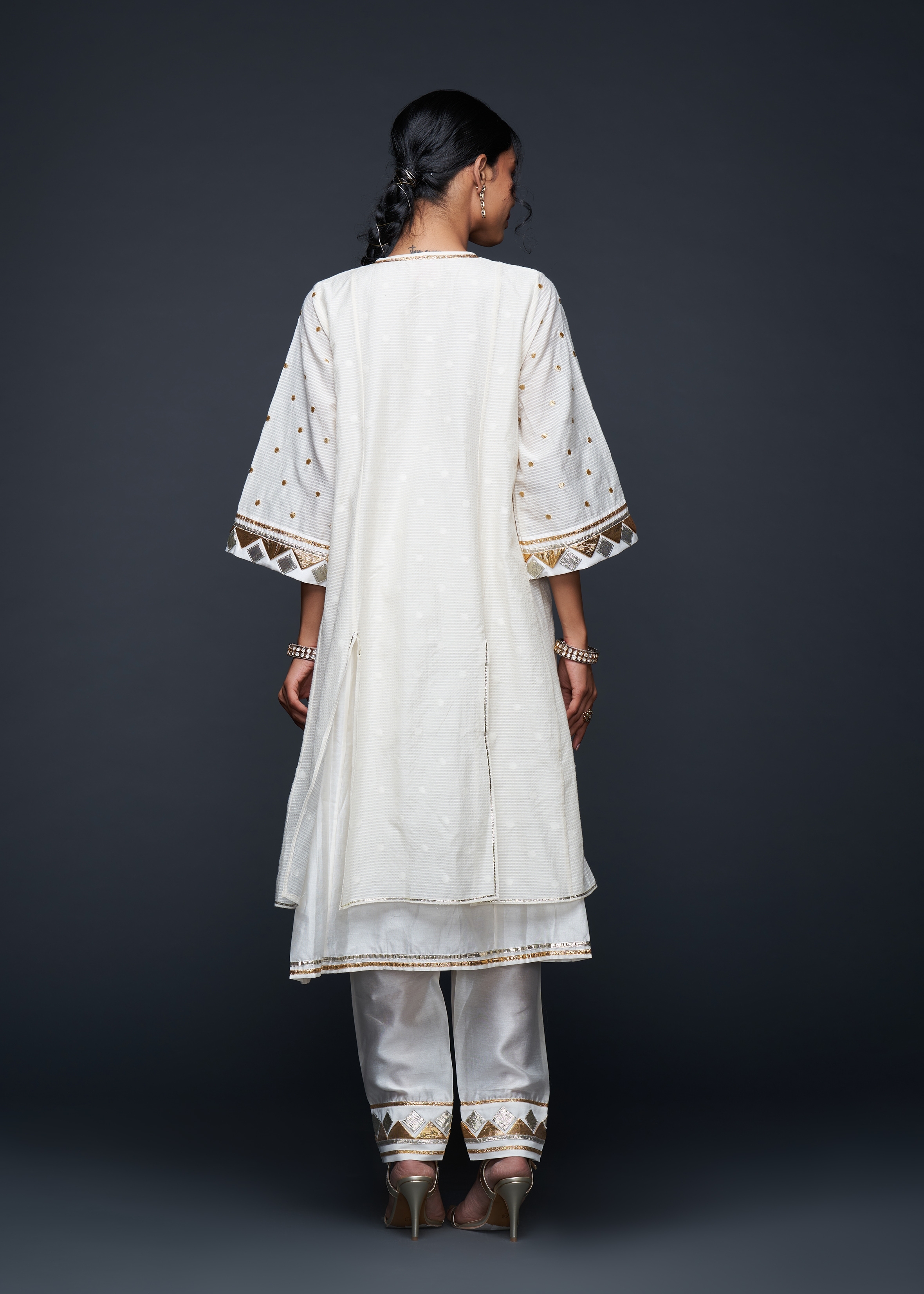 Off-White Gota Layered Kurta