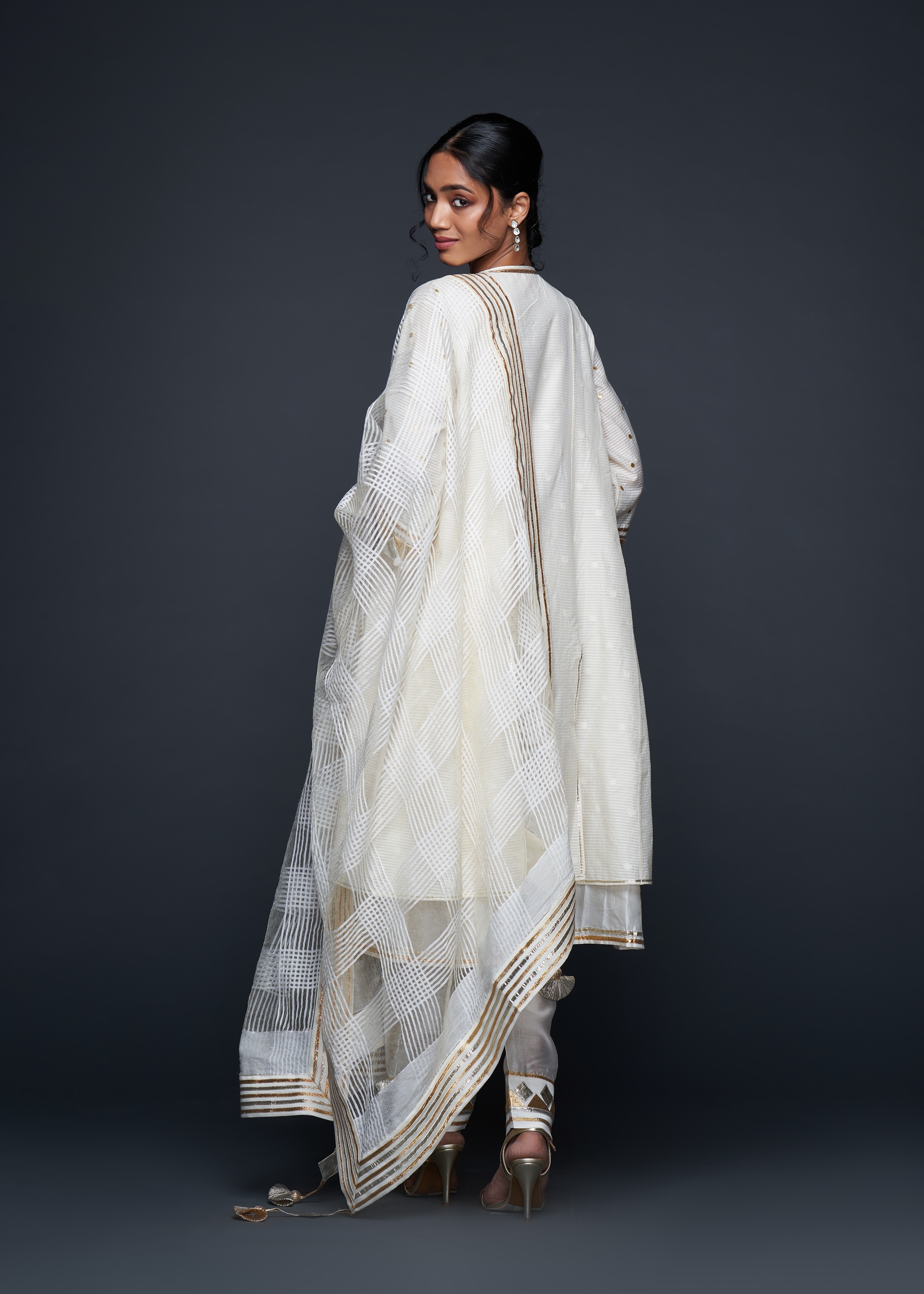 Off-White Gota Layered Kurta