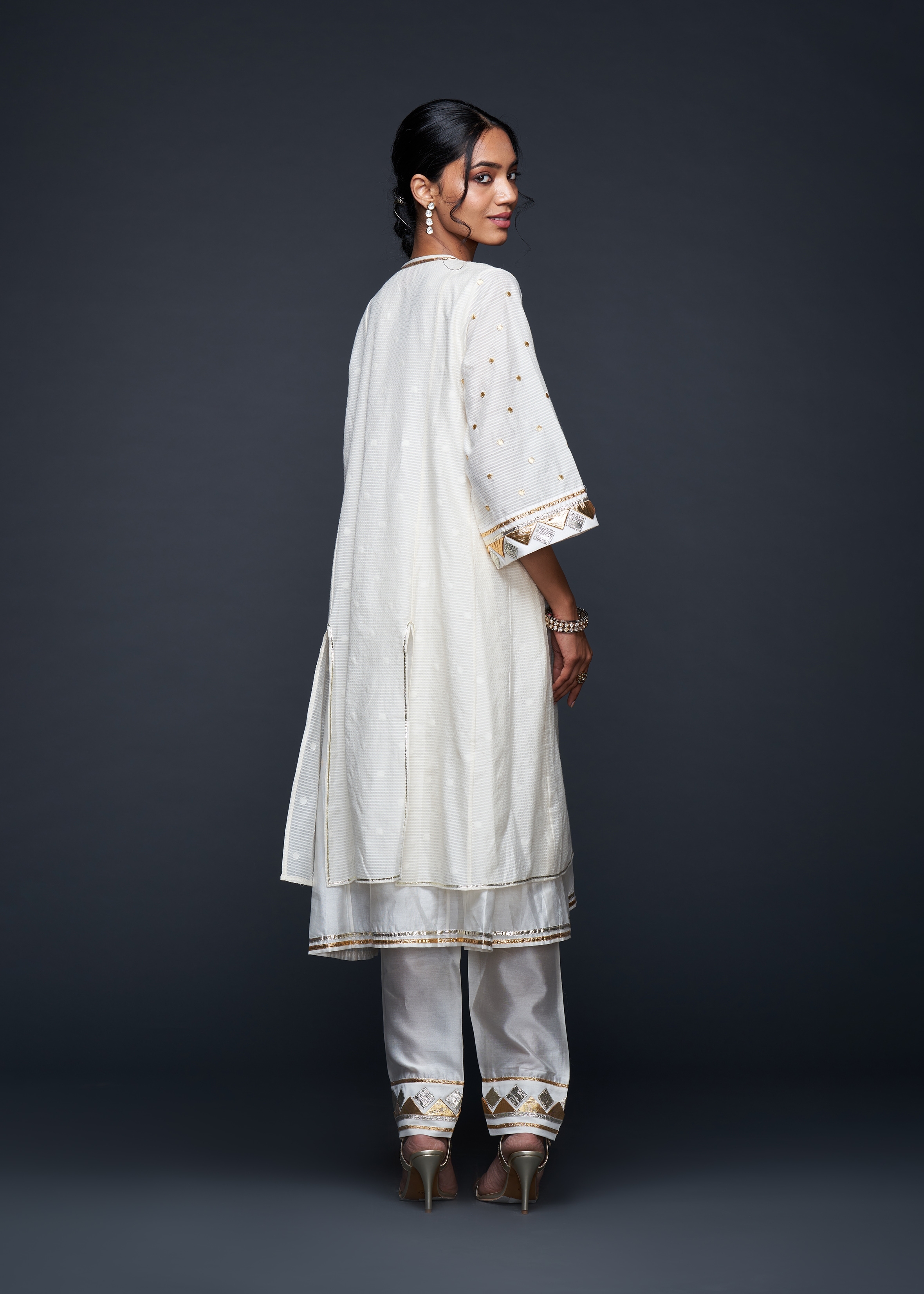 Off-White Gota Layered Kurta