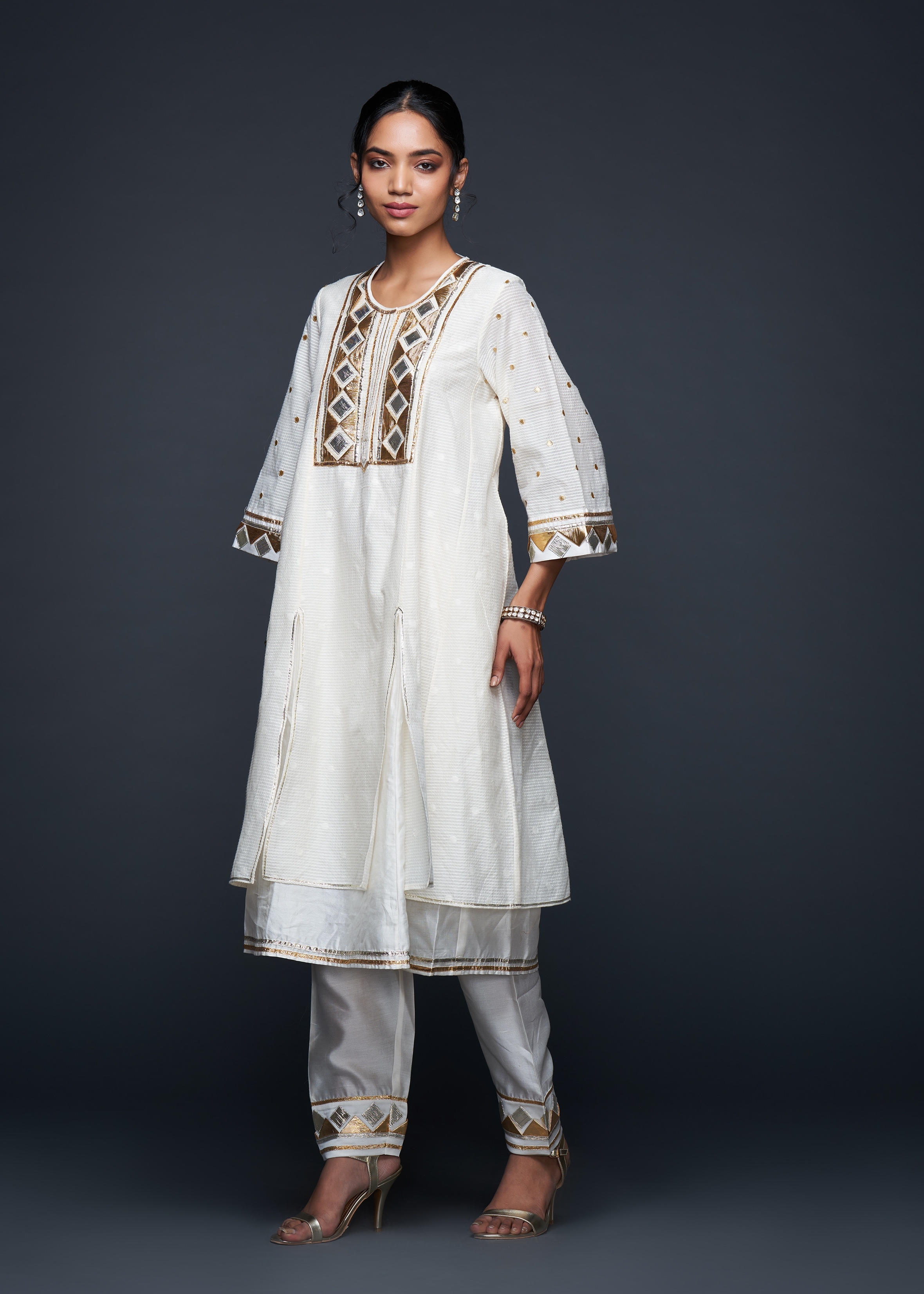 Off-White Gota Layered Kurta