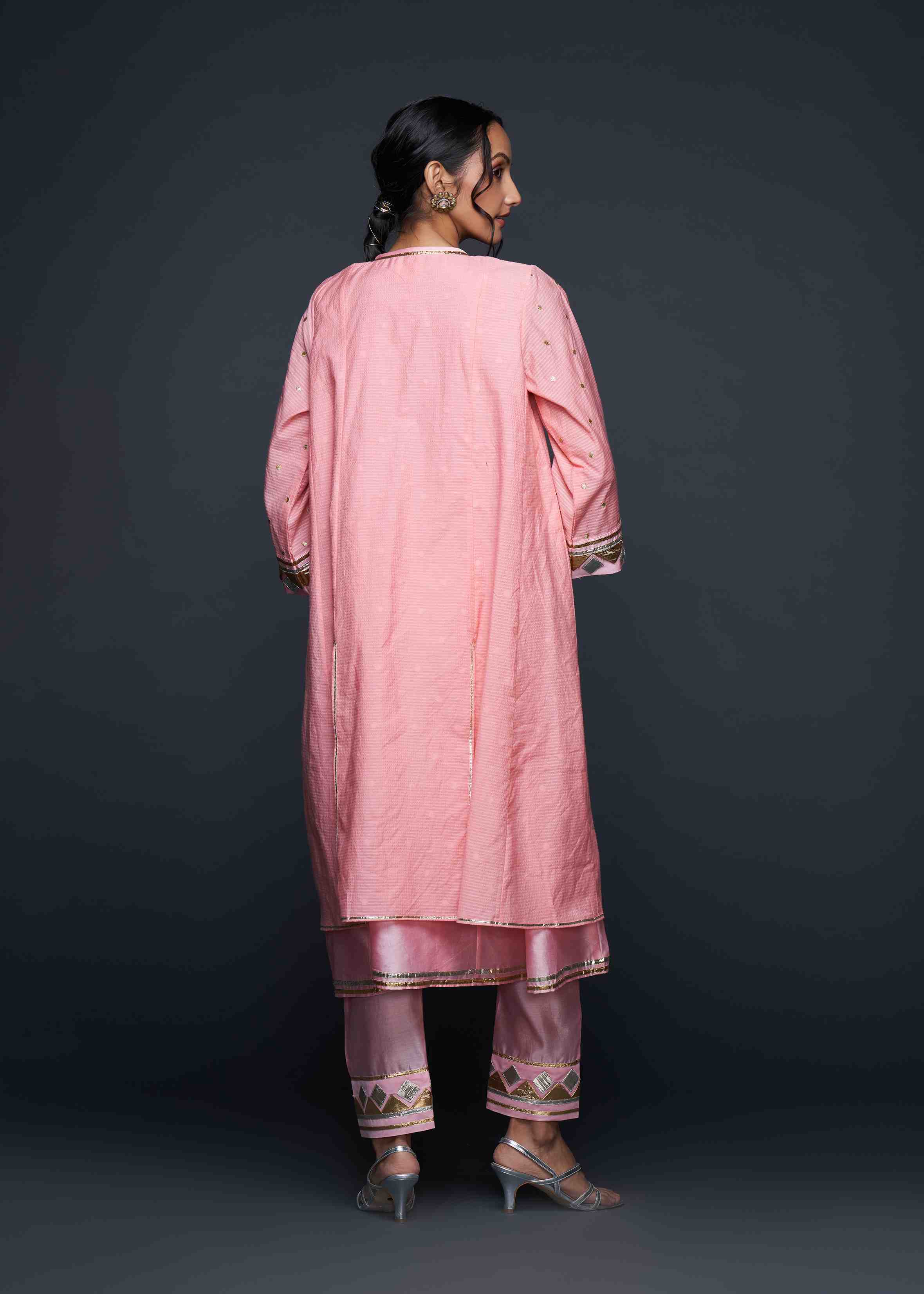 Peach Gota Layered Kurta