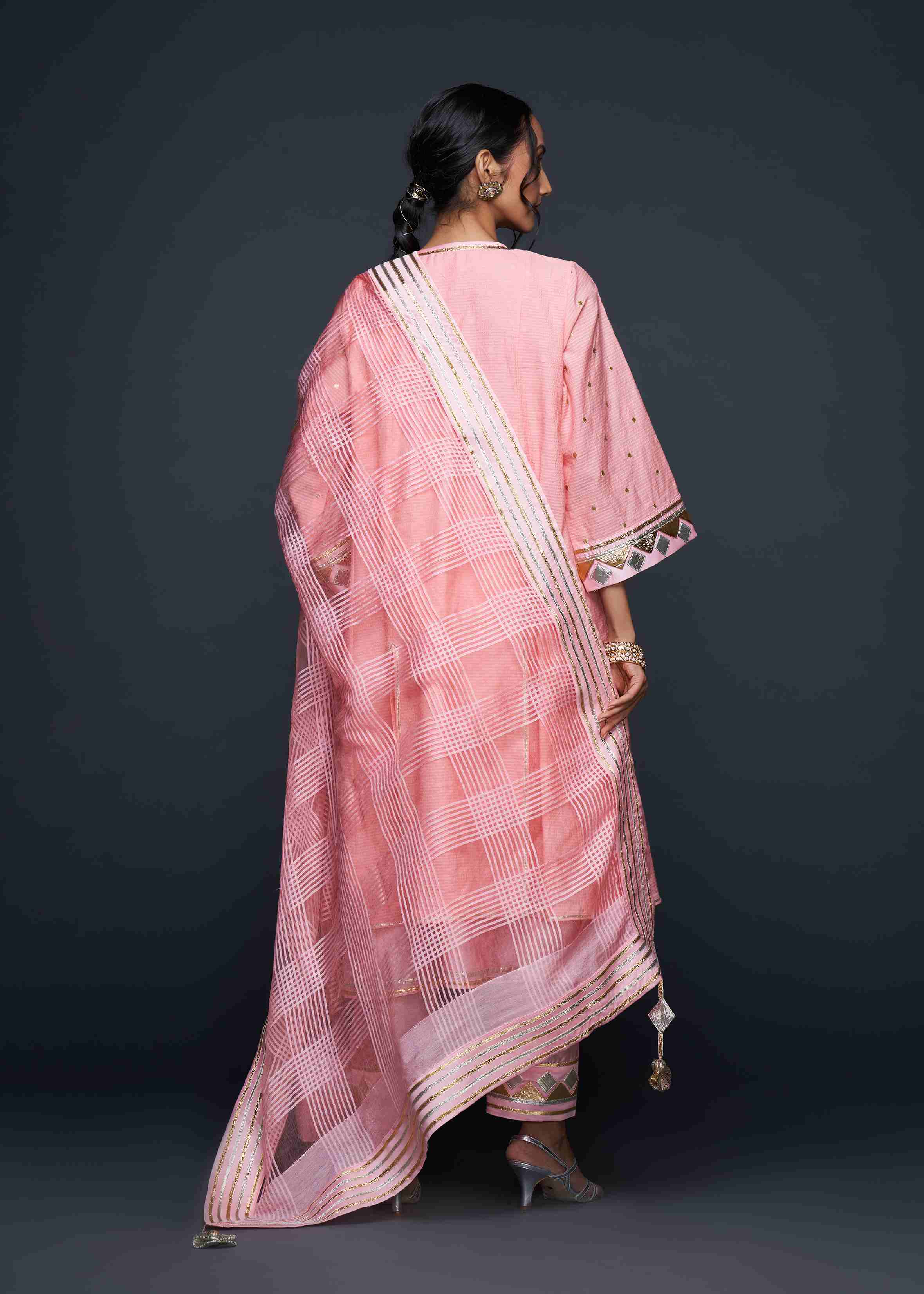 Peach Gota Layered Kurta