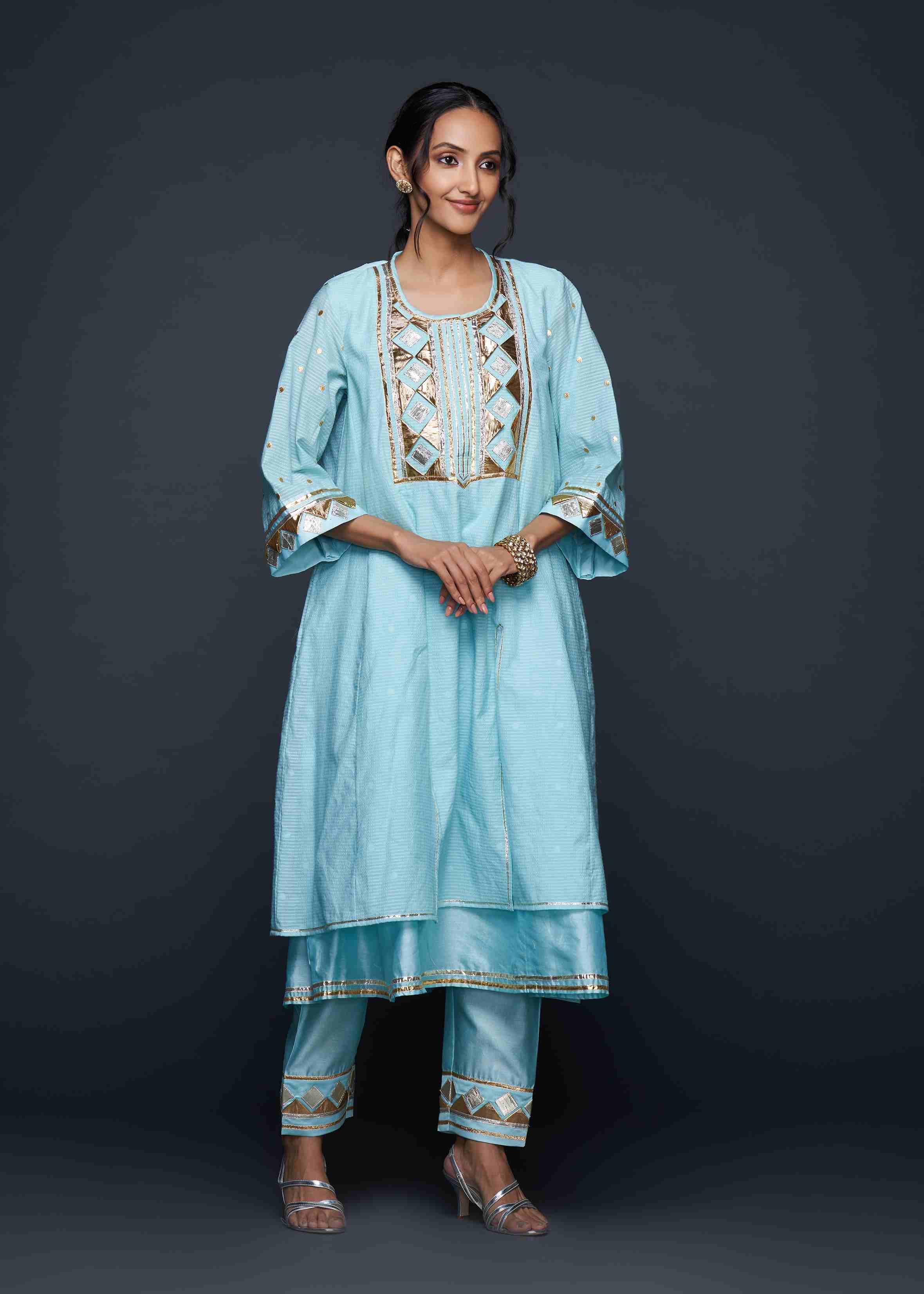 Blue Gota Layered Kurta