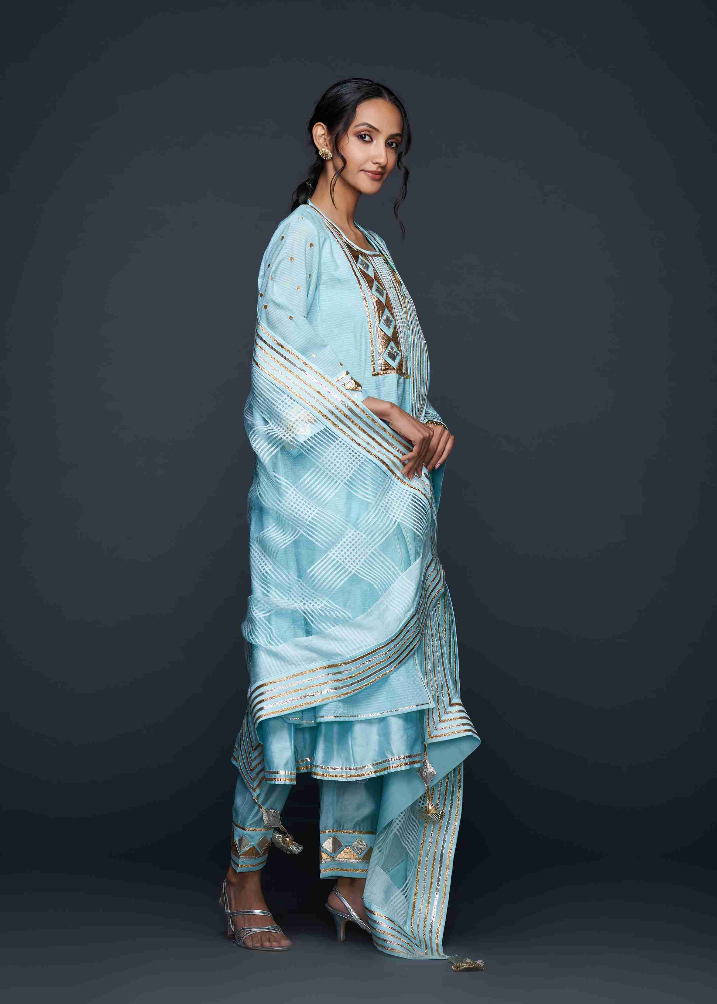 Blue Gota Layered Kurta