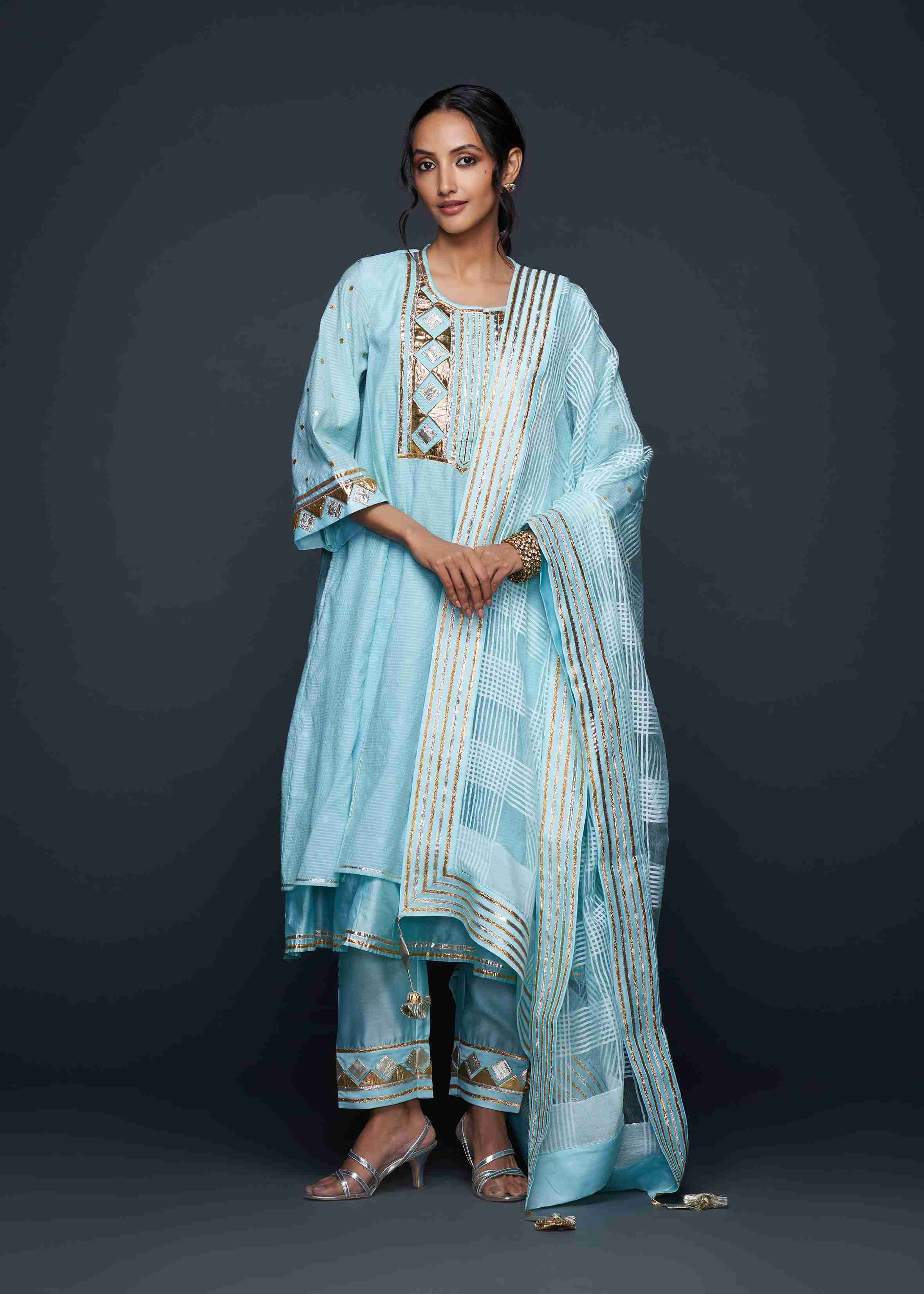 Blue Gota Layered Kurta