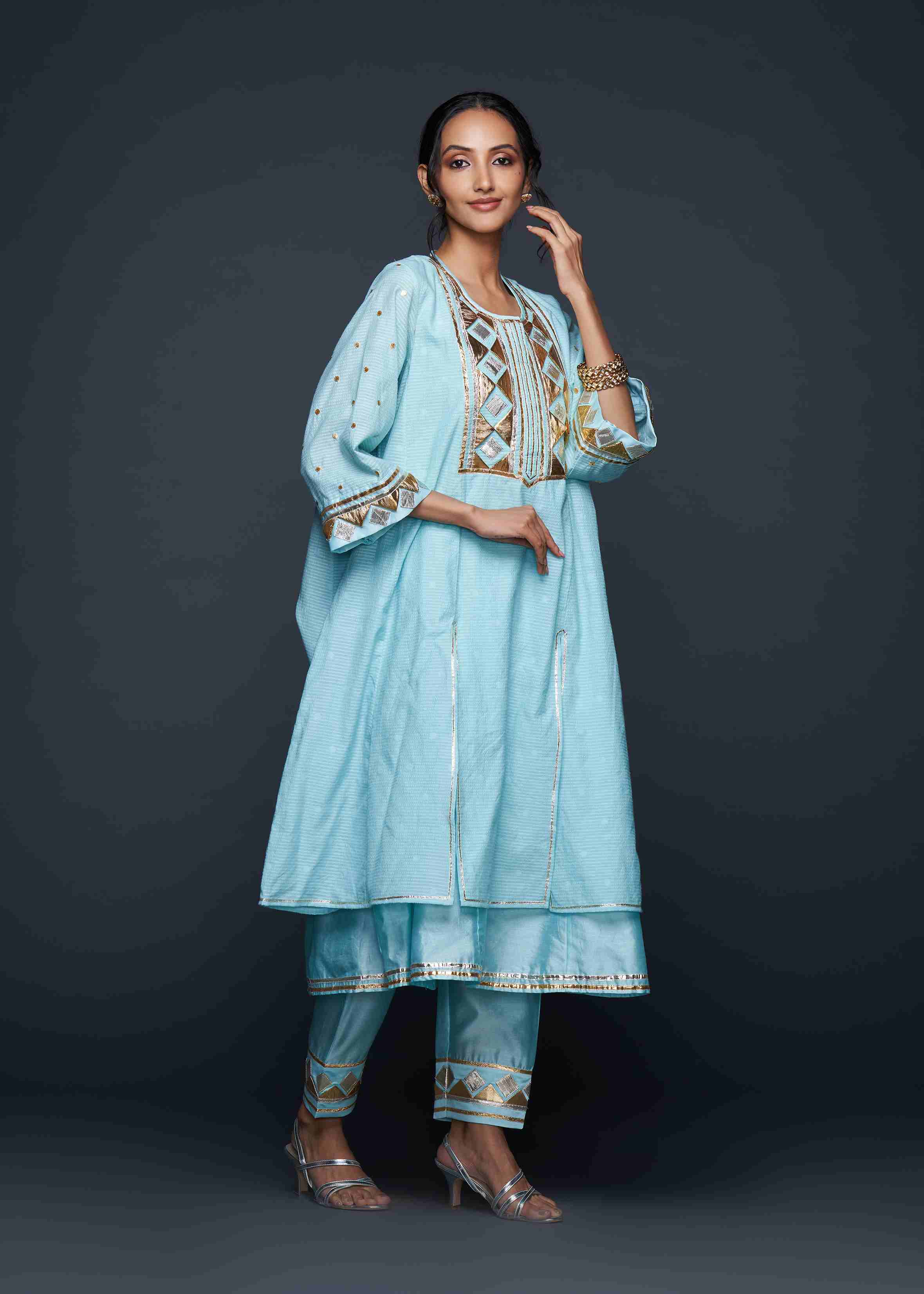 Blue Gota Layered Kurta