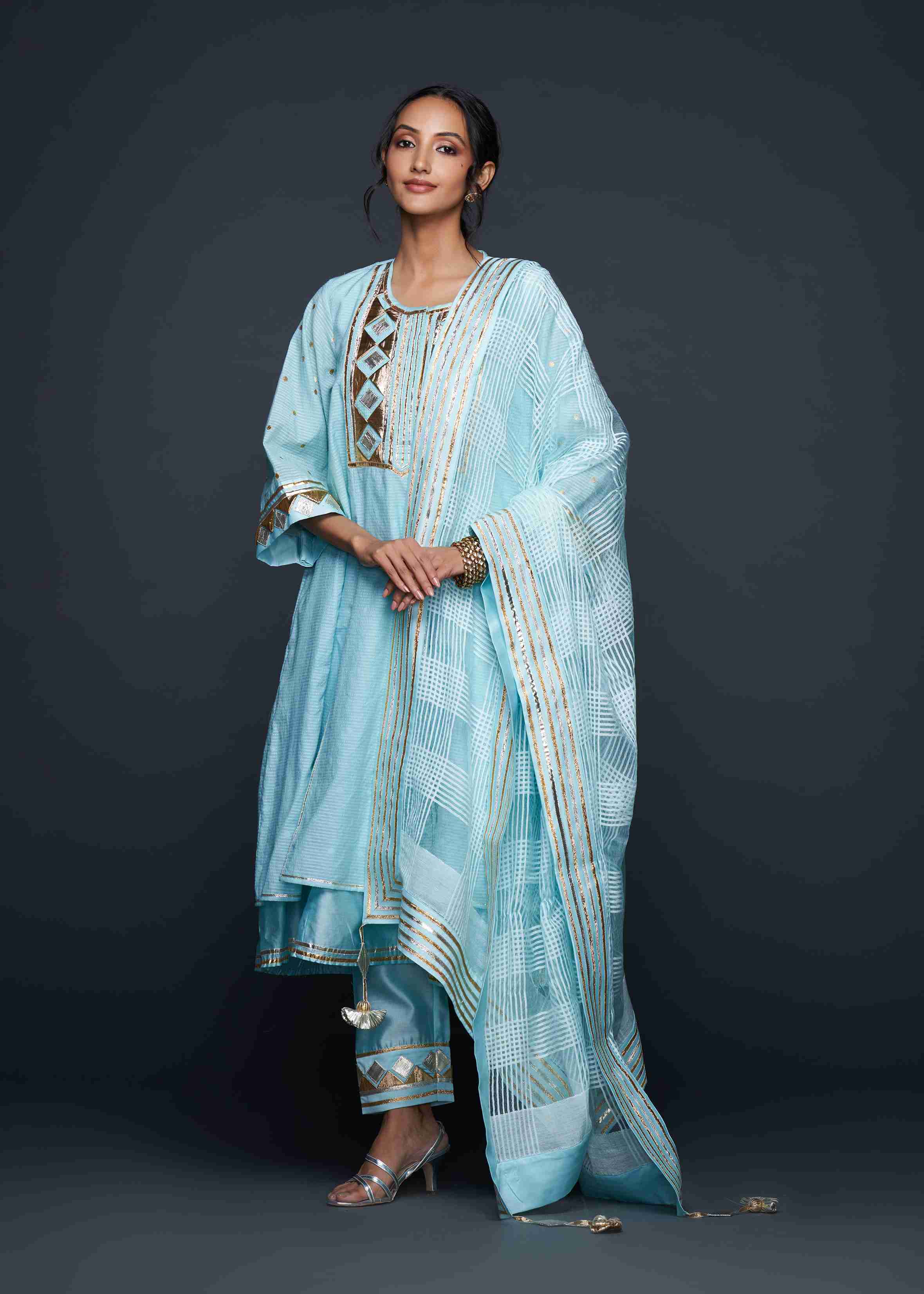 Blue Gota Layered Kurta