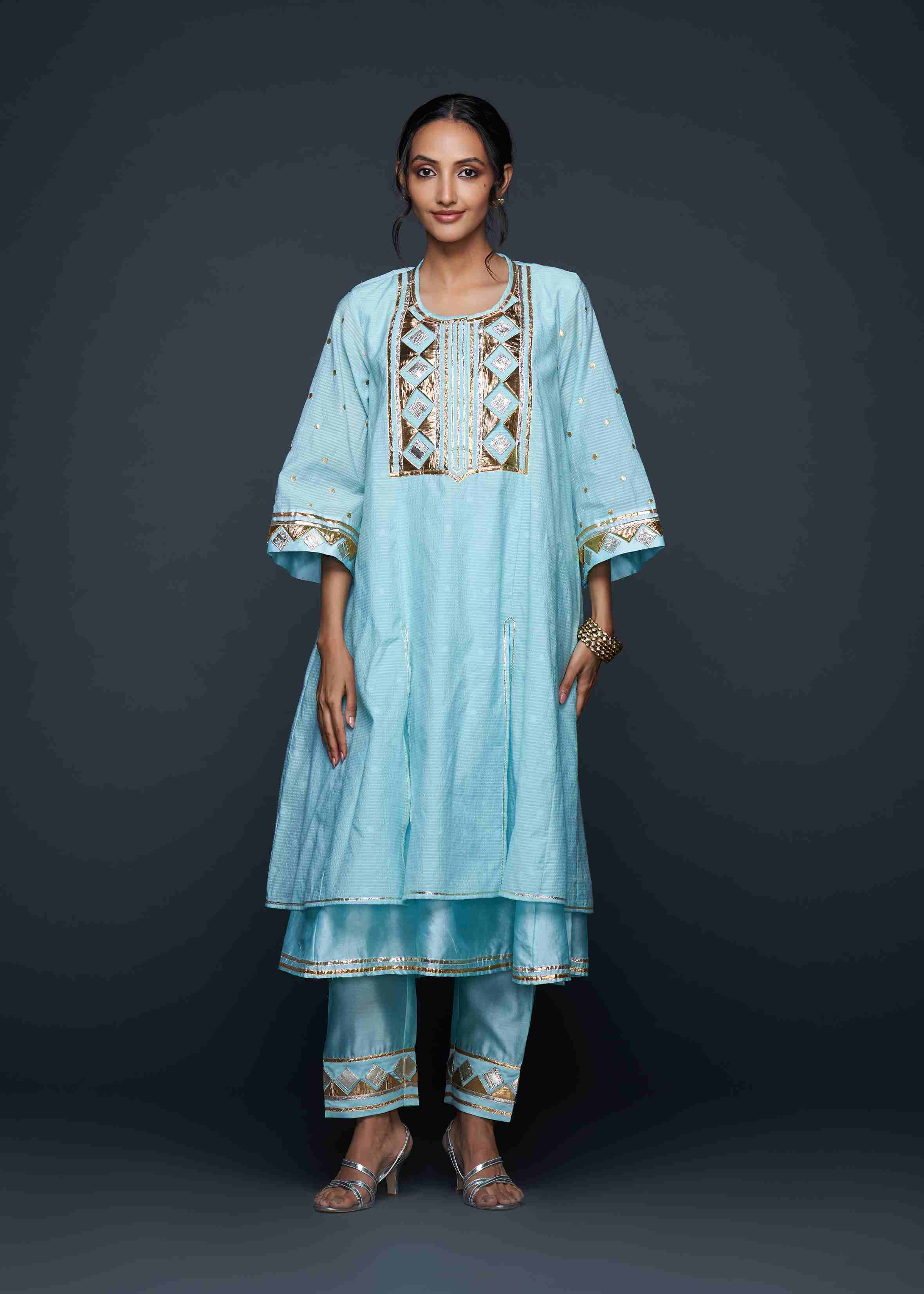 Blue Gota Layered Kurta