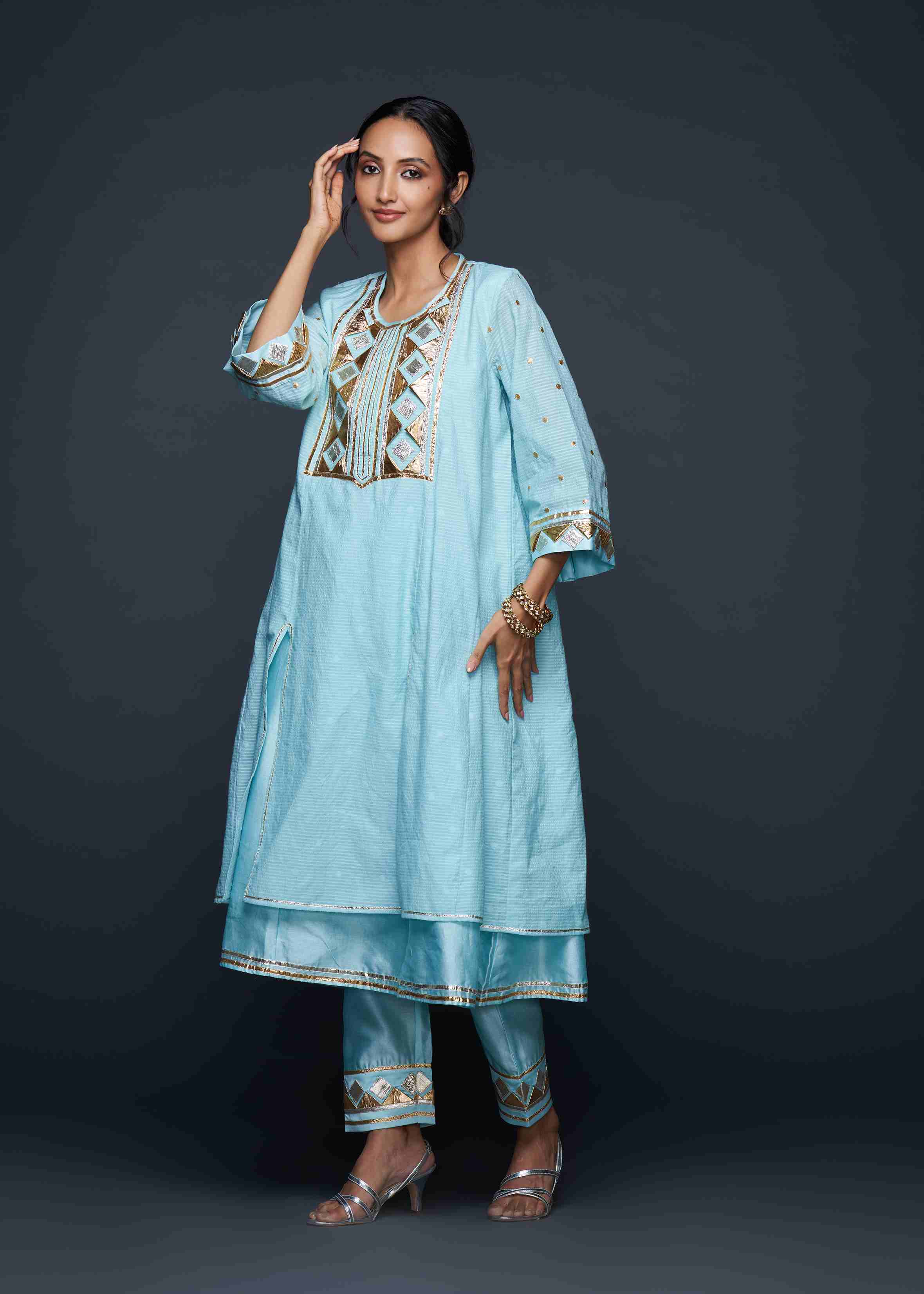 Blue Gota Layered Kurta