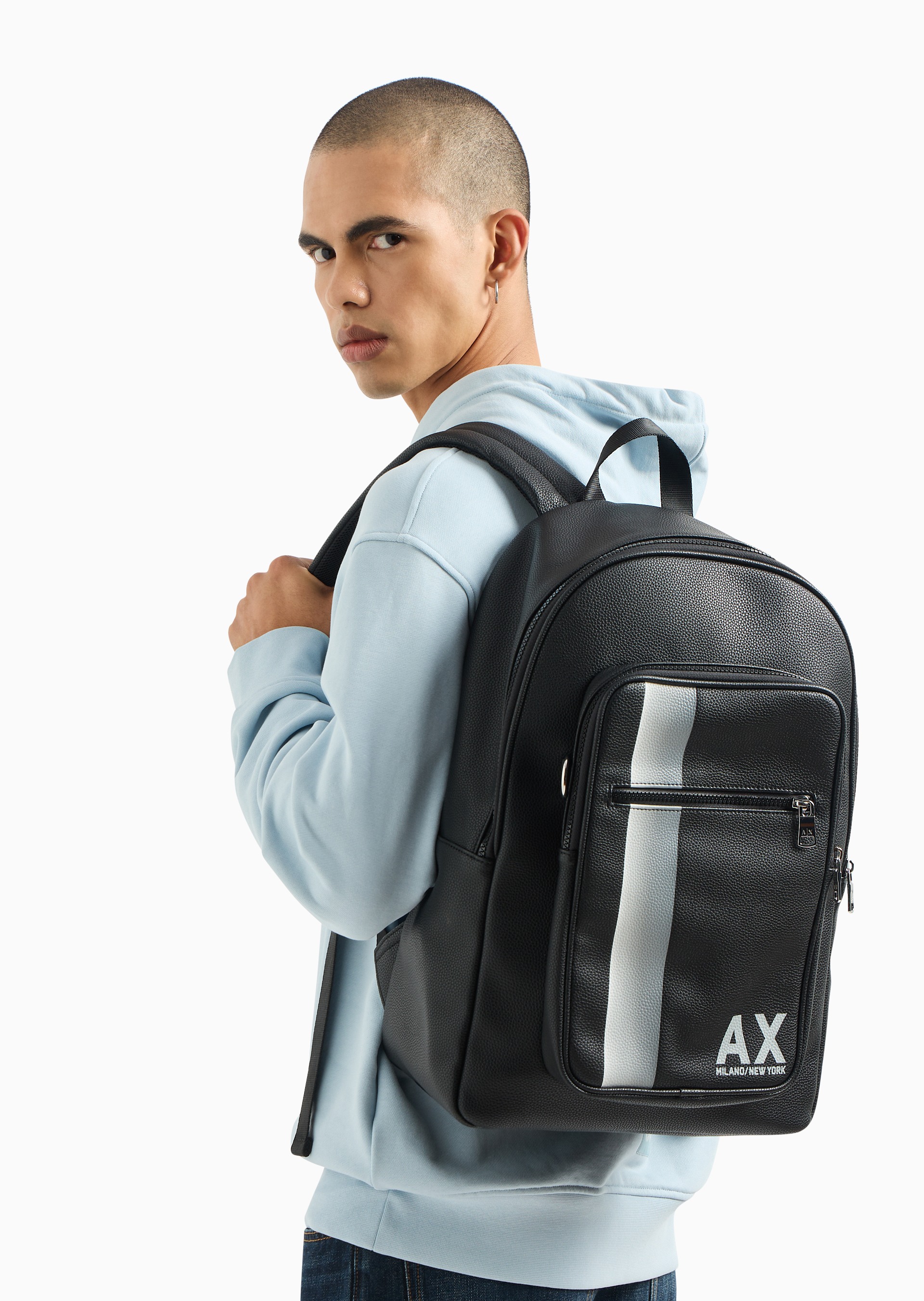 Armani exchange black backpack outlet