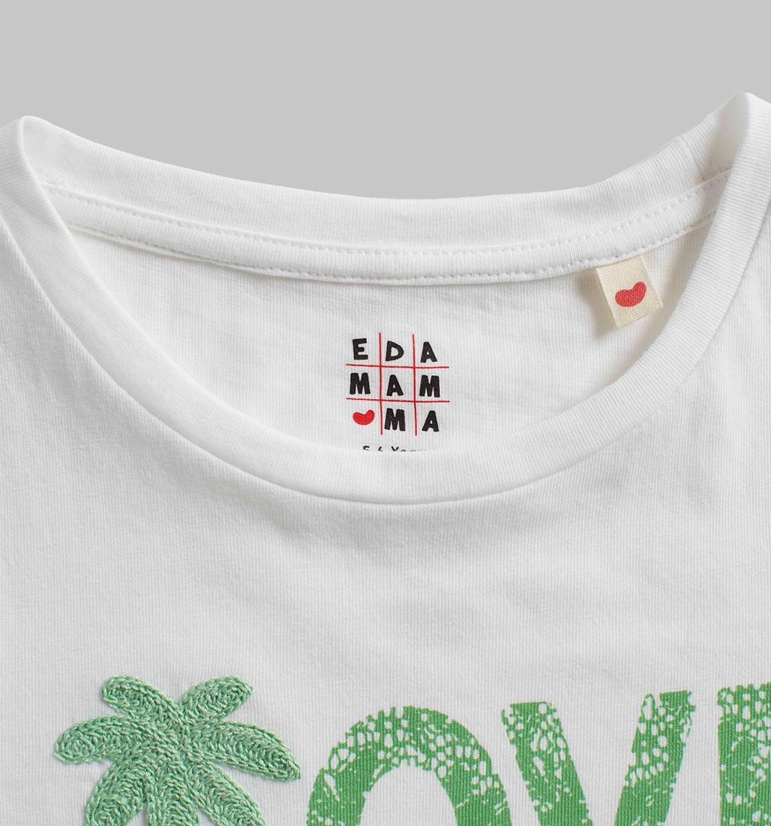 Girls Applique Printed Tshirt - White