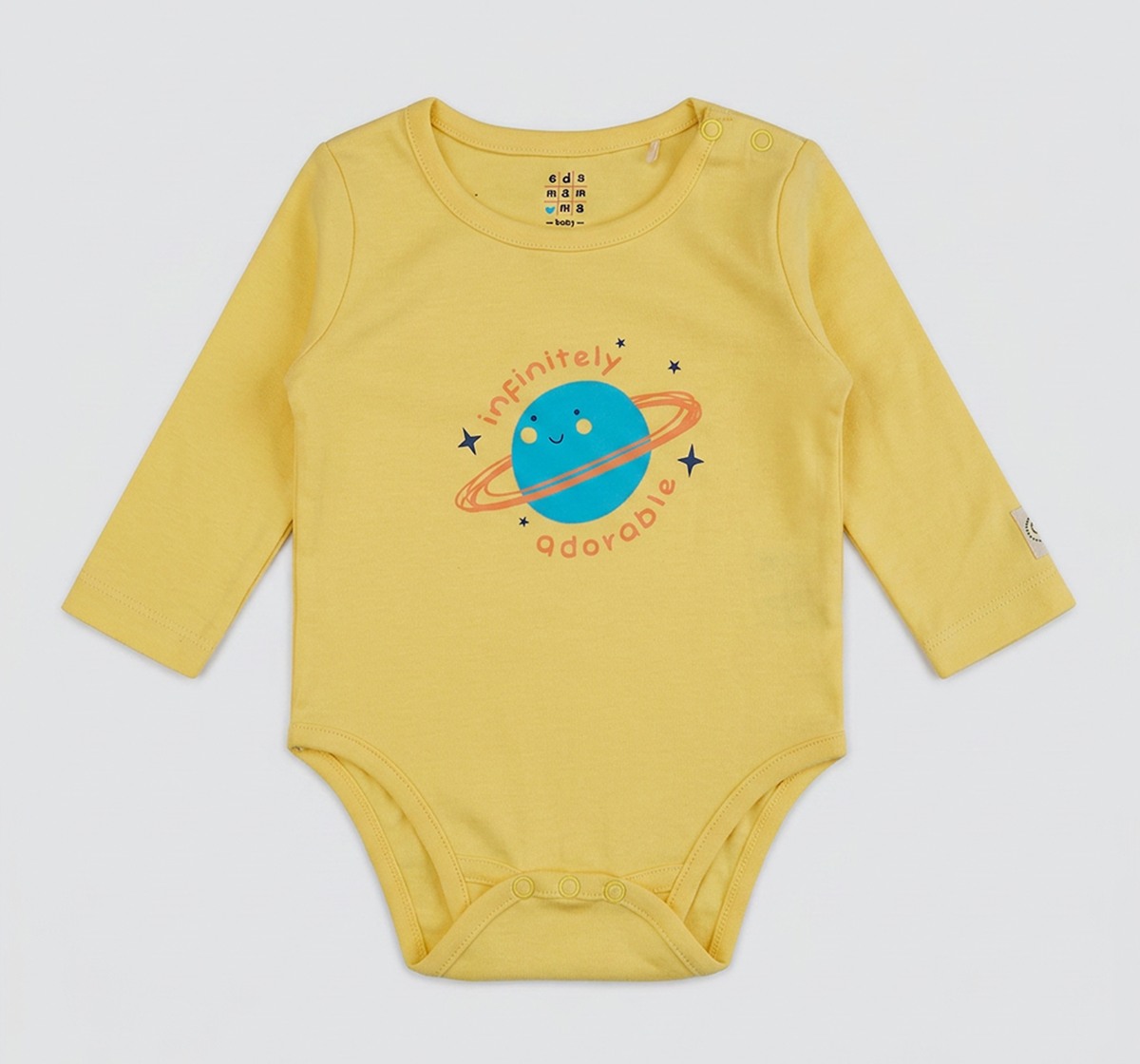 Unisex Baby Long-Sleeve Outer Space Organic Cotton Bodysuits Pack (2-Piece) – Burnt Orange & Pastel Yellow